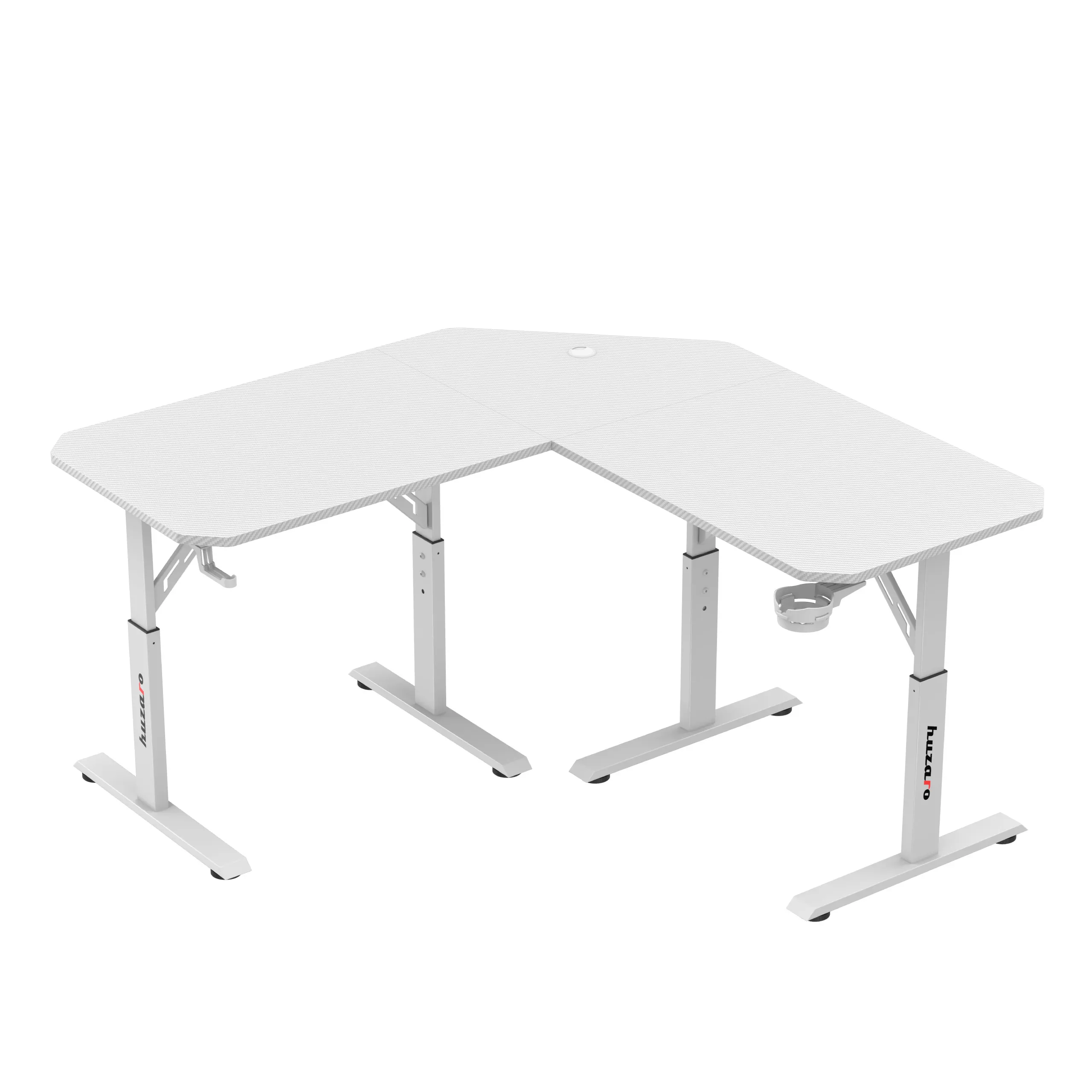 Biurko gamingowe narożne z regulacją wysokości Huzaro Hero 7.3 White - Image 9