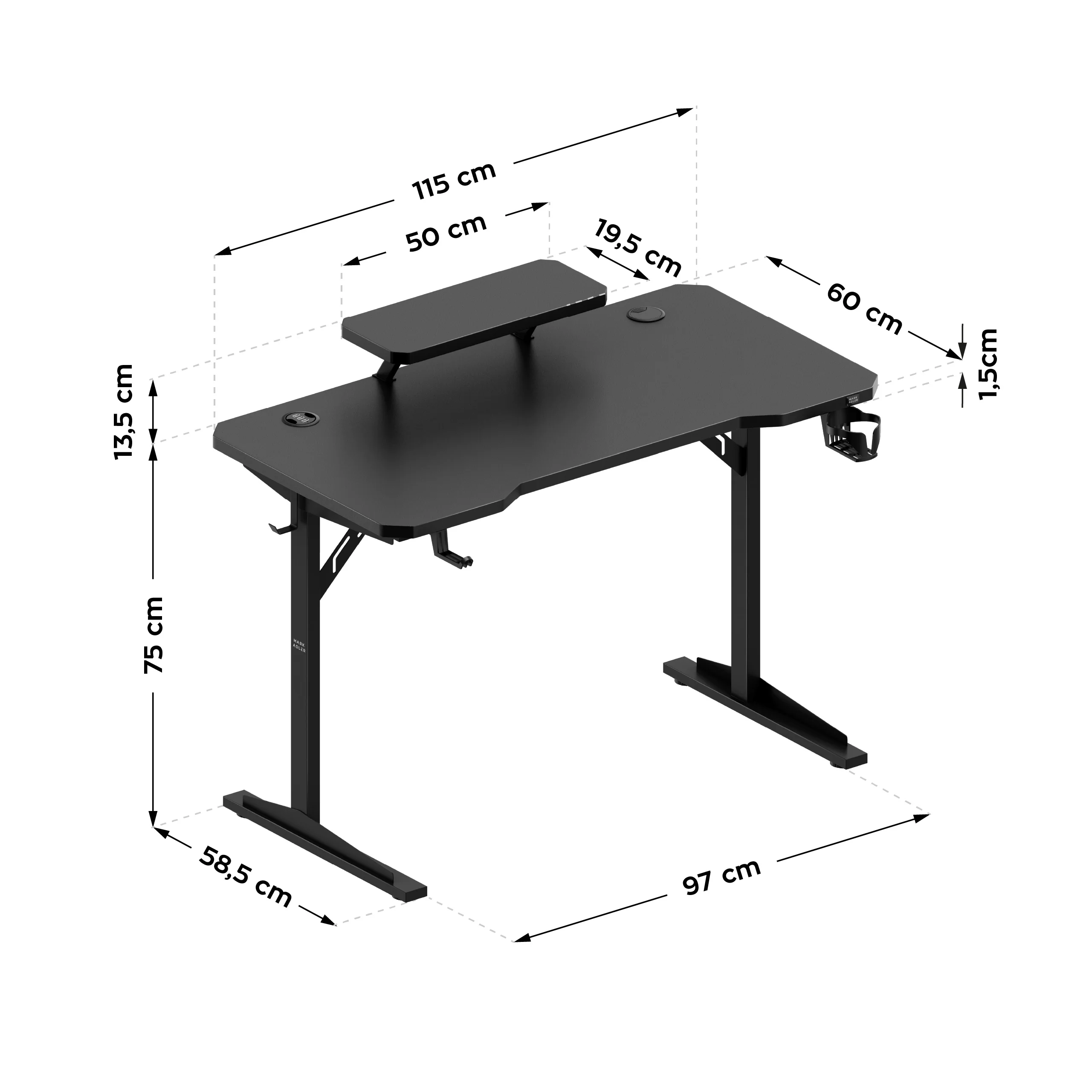 Biurko komputerowe z półką Mark Adler Leader 5.1 Black  115 cm - Image 11