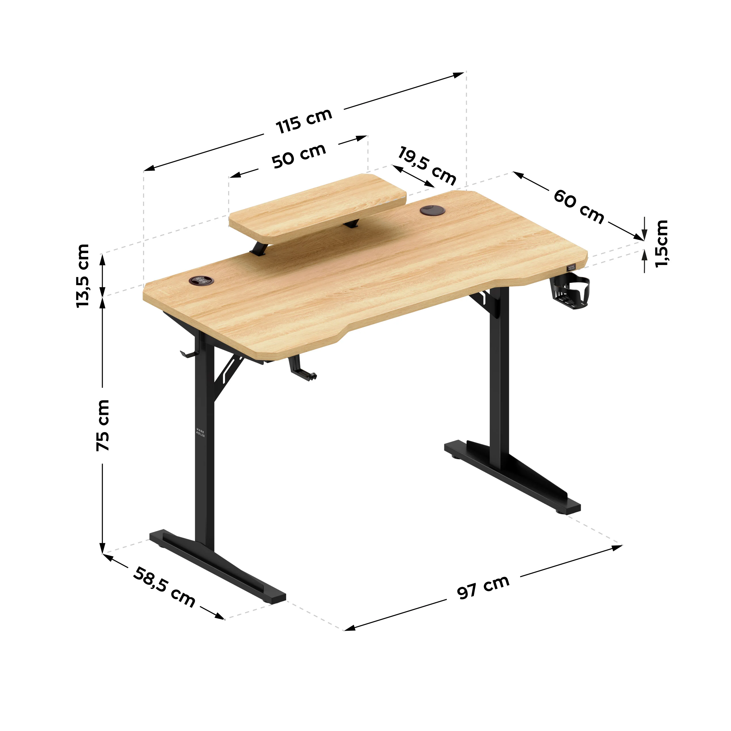 Biurko komputerowe z półką Mark Adler Leader 5.1 Oak  115 cm - Image 15
