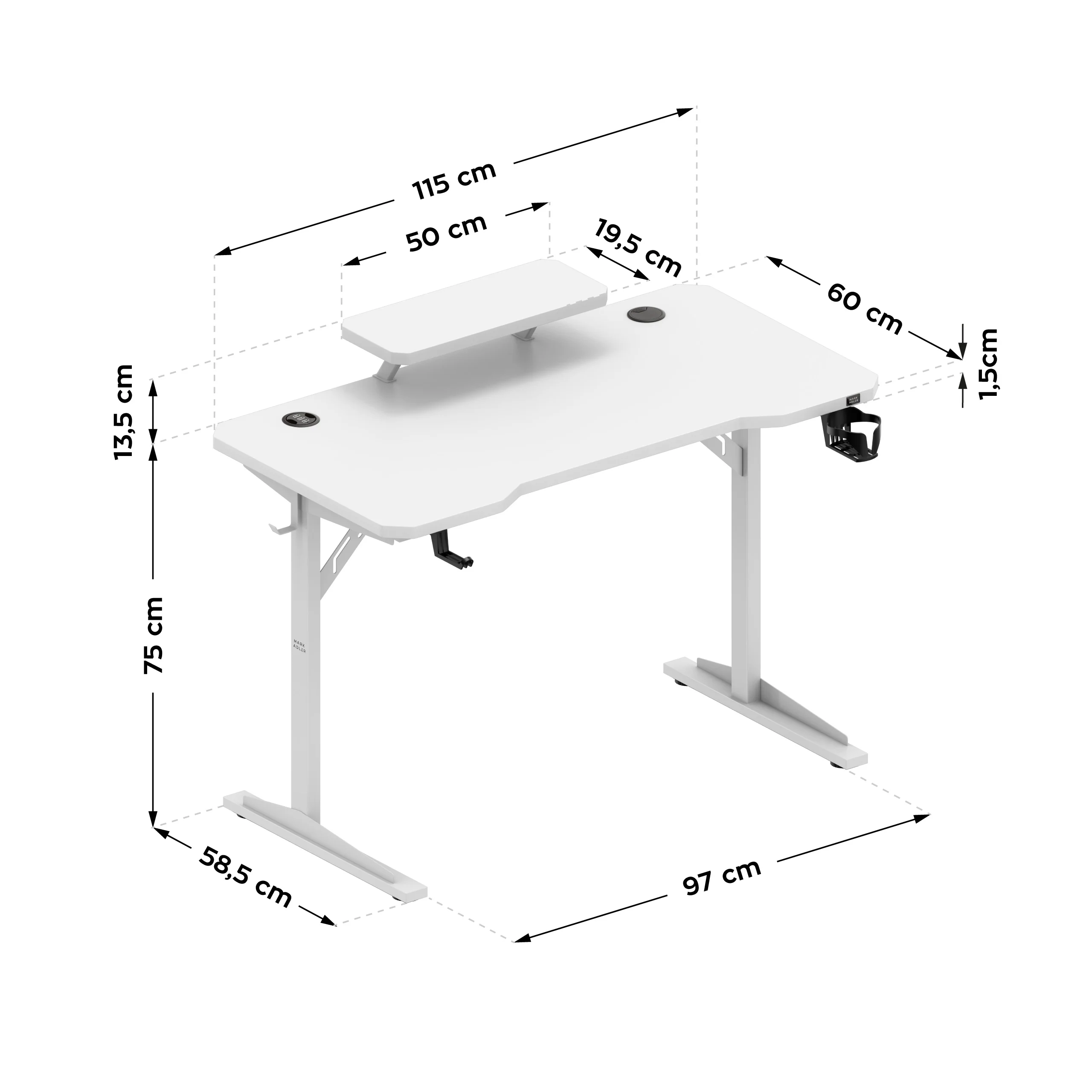 Biurko komputerowe z półką Mark Adler Leader 5.1 White 115 cm - Image 13