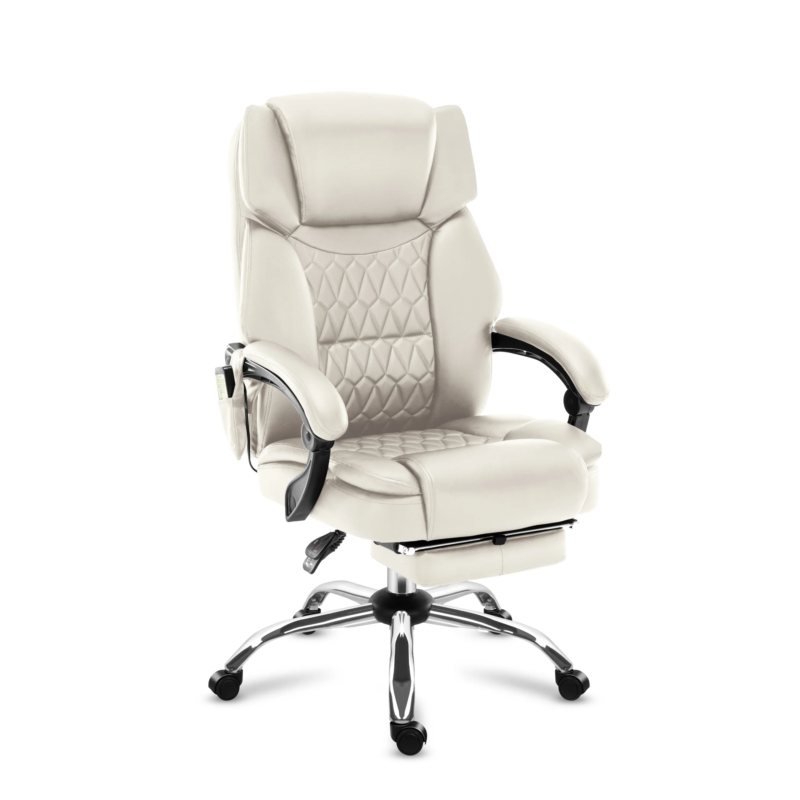 Fotel biurowy z masażem podnóżkiem Mark Adler Boss 6.0 Beige - Image 11