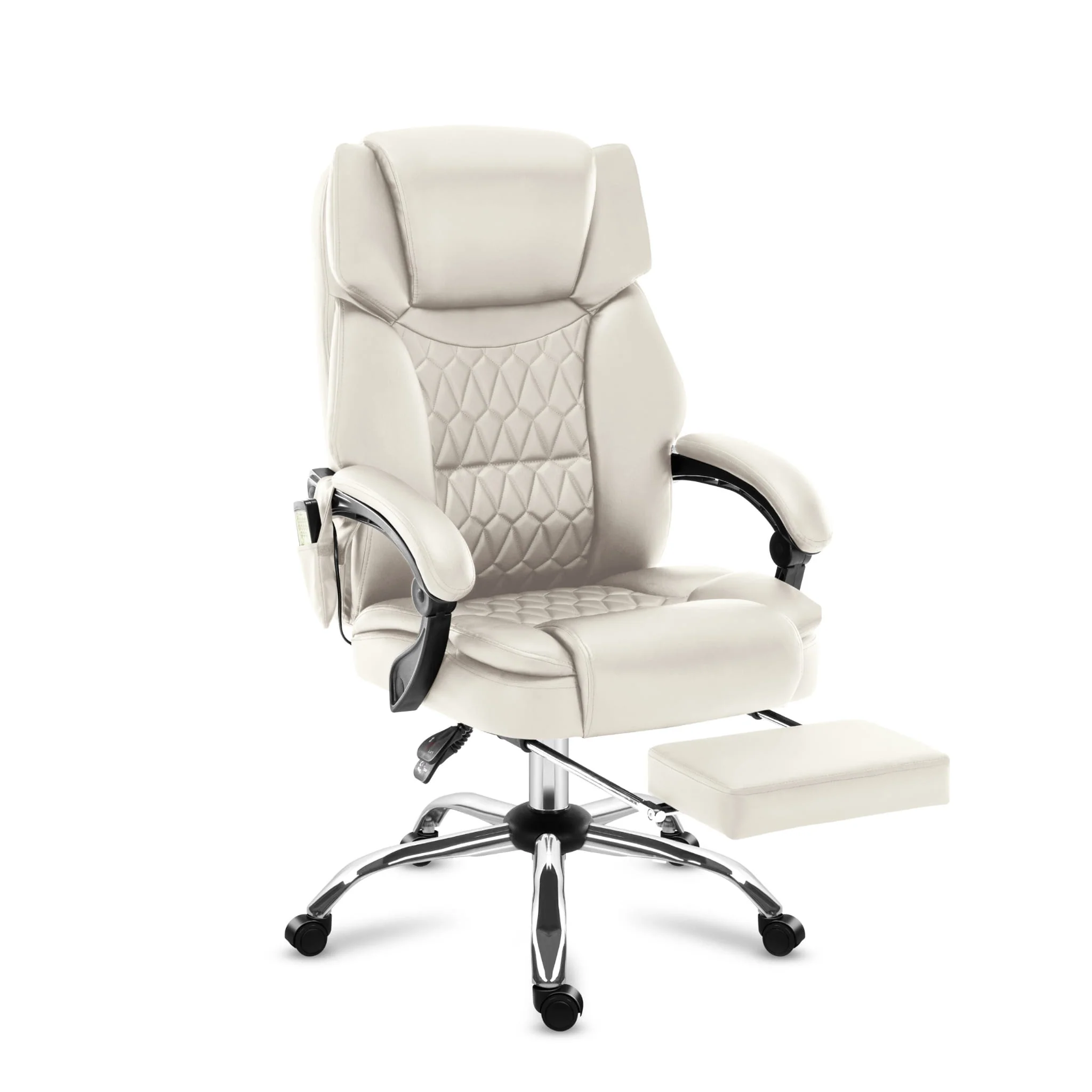 Fotel biurowy z masażem podnóżkiem Mark Adler Boss 6.0 Beige - Image 2