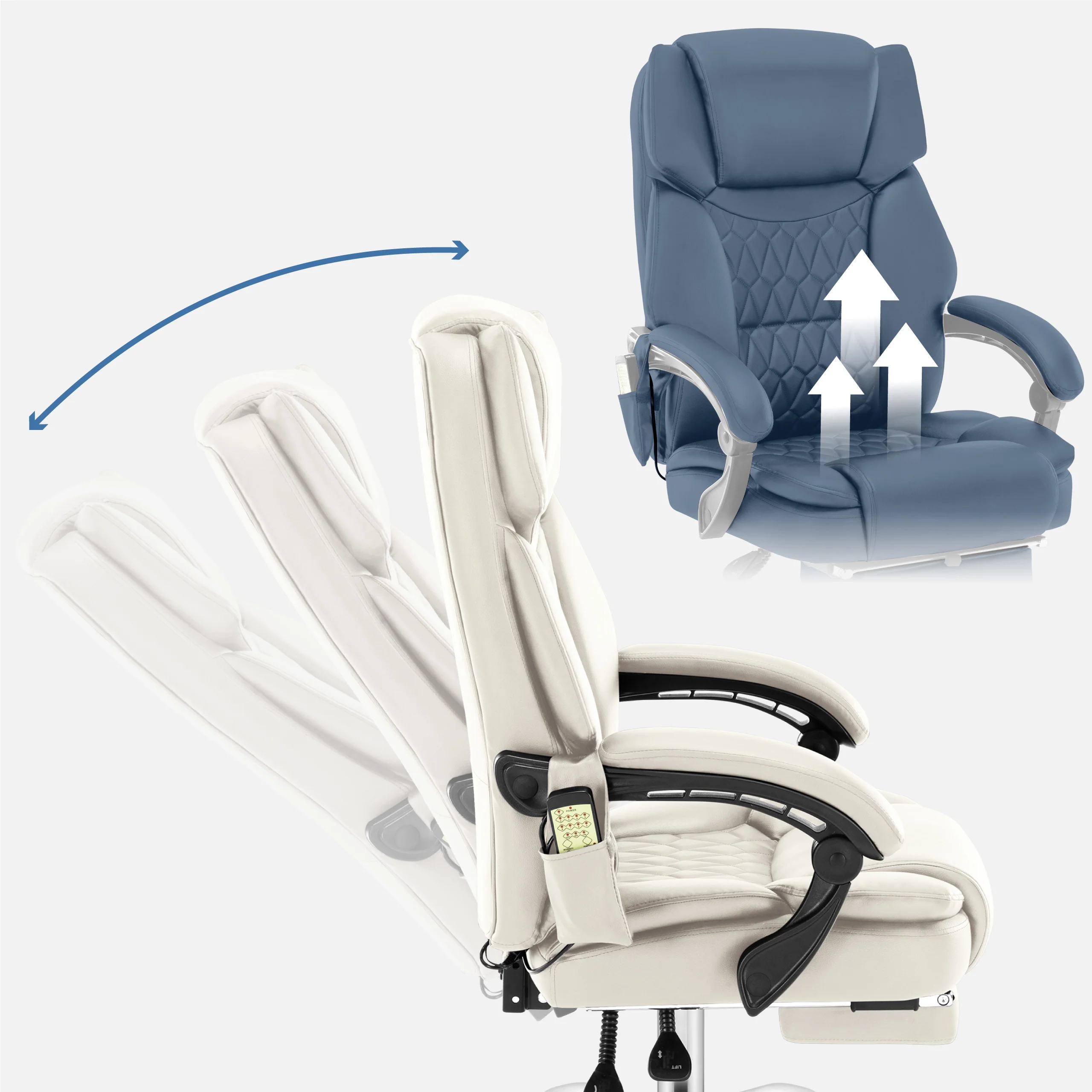 Fotel biurowy z masażem podnóżkiem Mark Adler Boss 6.0 Beige - Image 5