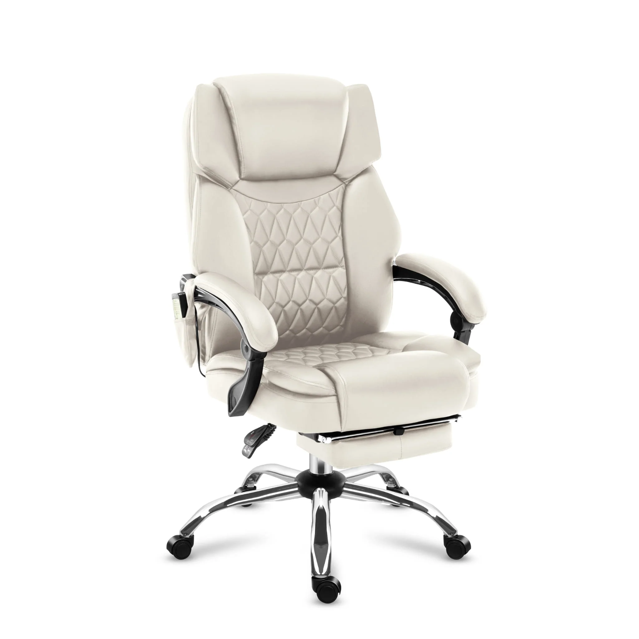 Fotel biurowy z masażem podnóżkiem Mark Adler Boss 6.0 Beige - Image 7