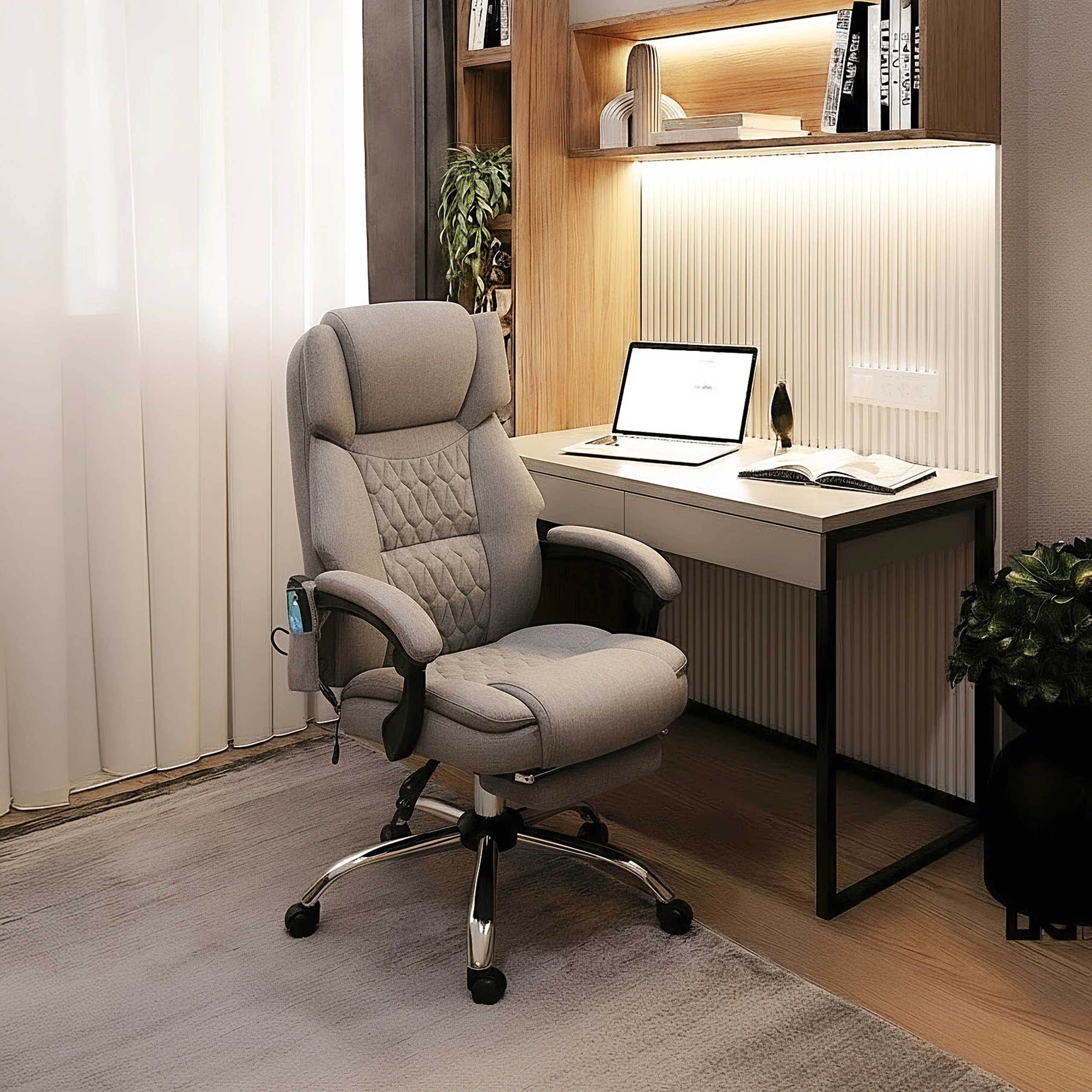 Fotel biurowy z masażem podnóżkiem Mark Adler Boss 6.0 Grey - Image 3