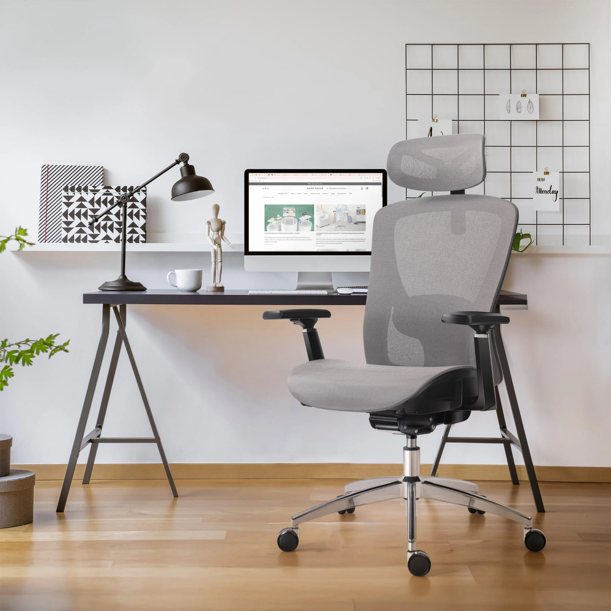 Fotel ergonomiczny Mark Adler Expert 5.3 Grey Mesh - Image 4