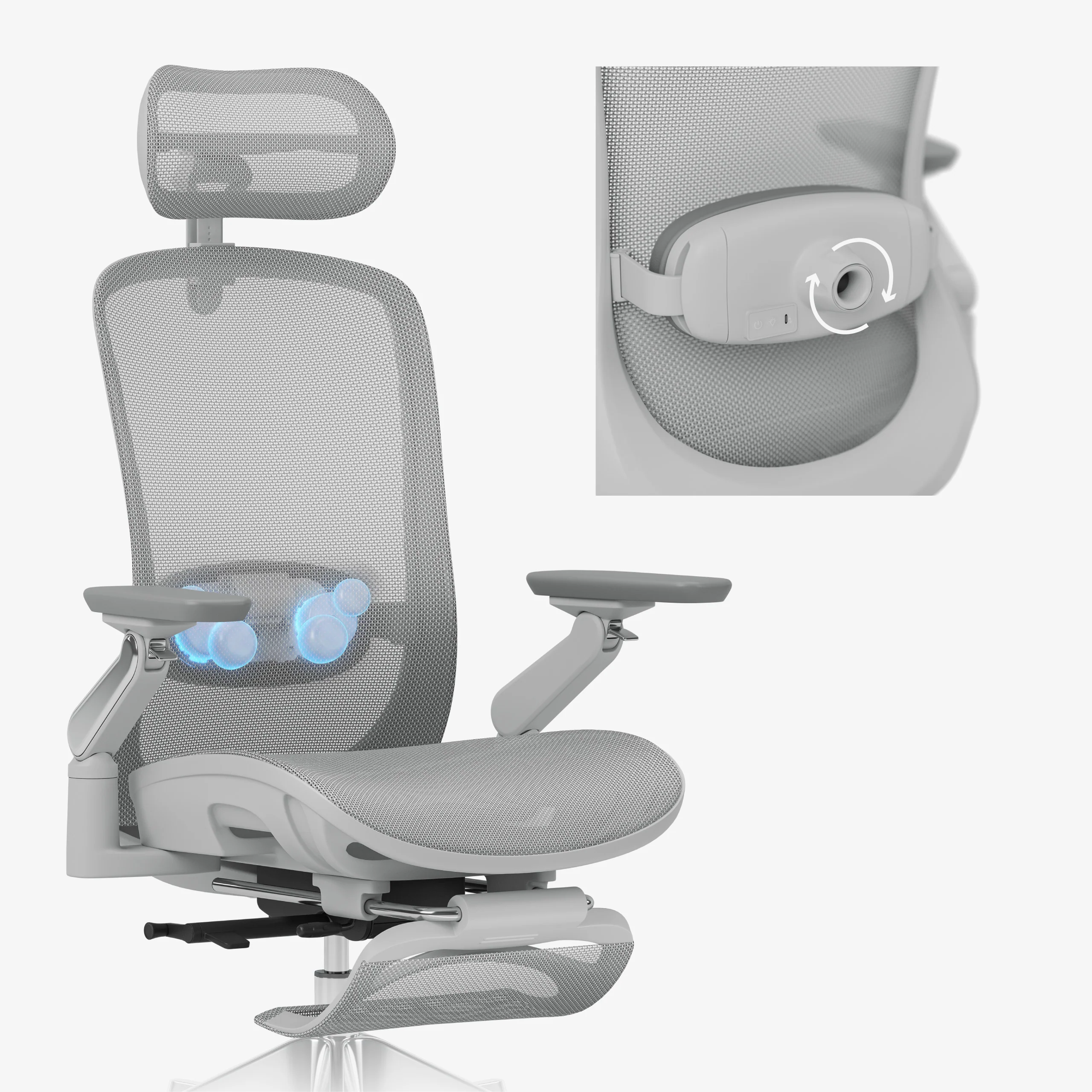 Fotel ergonomiczny z masażem Mark Adler Leadpro 8.7 Grey - Image 5