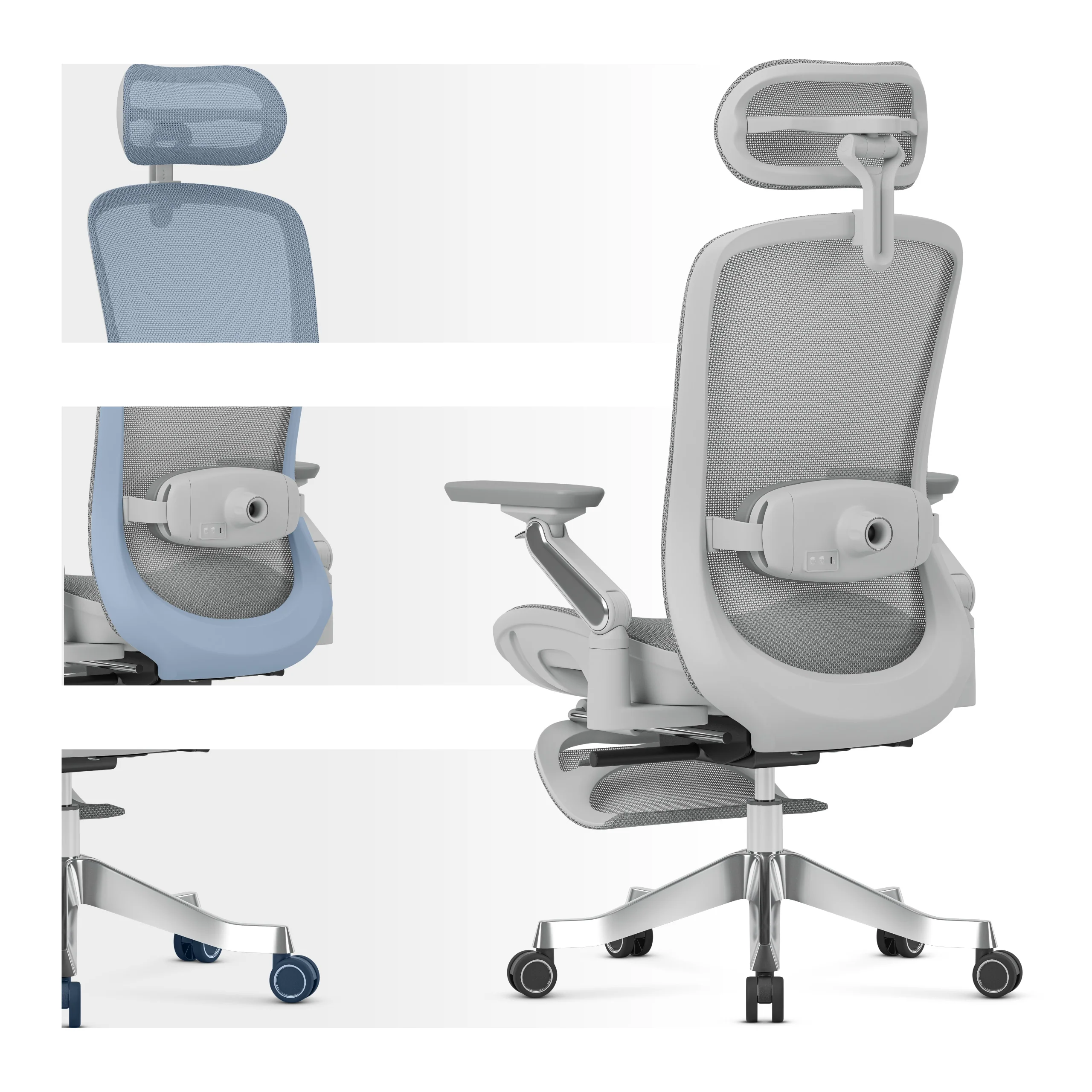 Fotel ergonomiczny z masażem Mark Adler Leadpro 8.7 Grey - Image 7