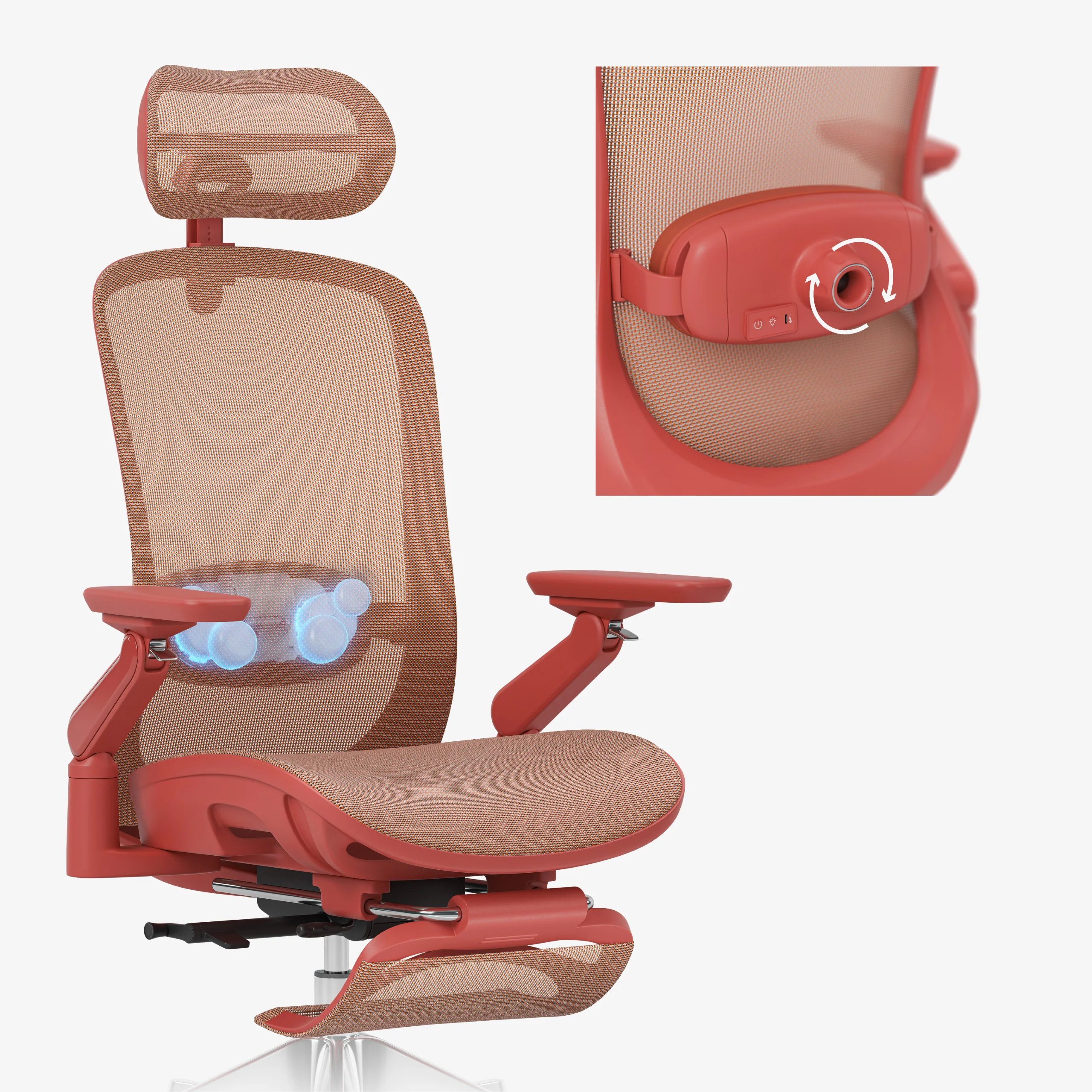 Fotel ergonomiczny z masażem Mark Adler Leadpro 8.7 Red - Image 5