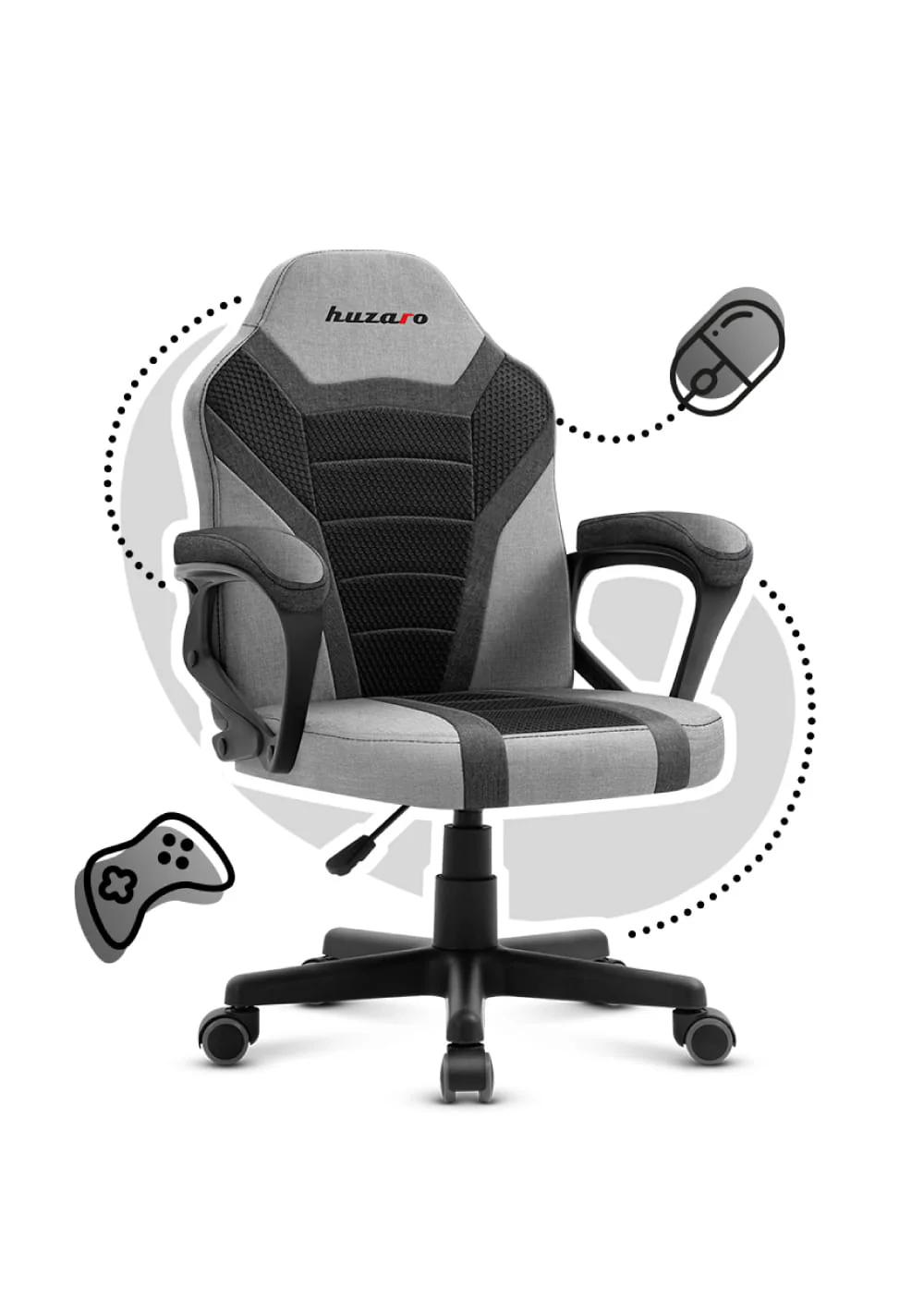 Fotel Gamingowy dla dziecka HUZARO RANGER 1.0 Grey Mesh - Image 11