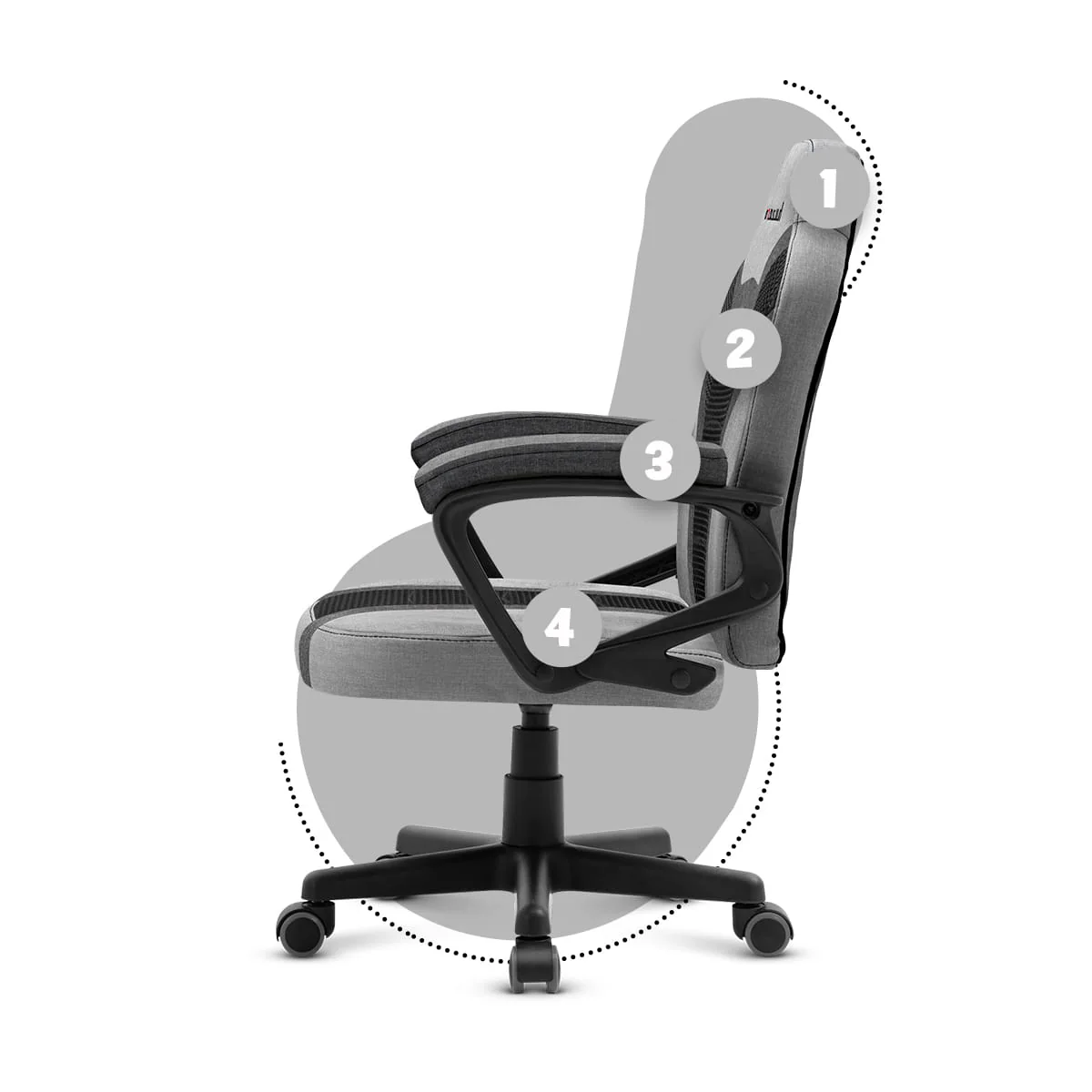 Fotel Gamingowy dla dziecka HUZARO RANGER 1.0 Grey Mesh OUTLET - Image 11