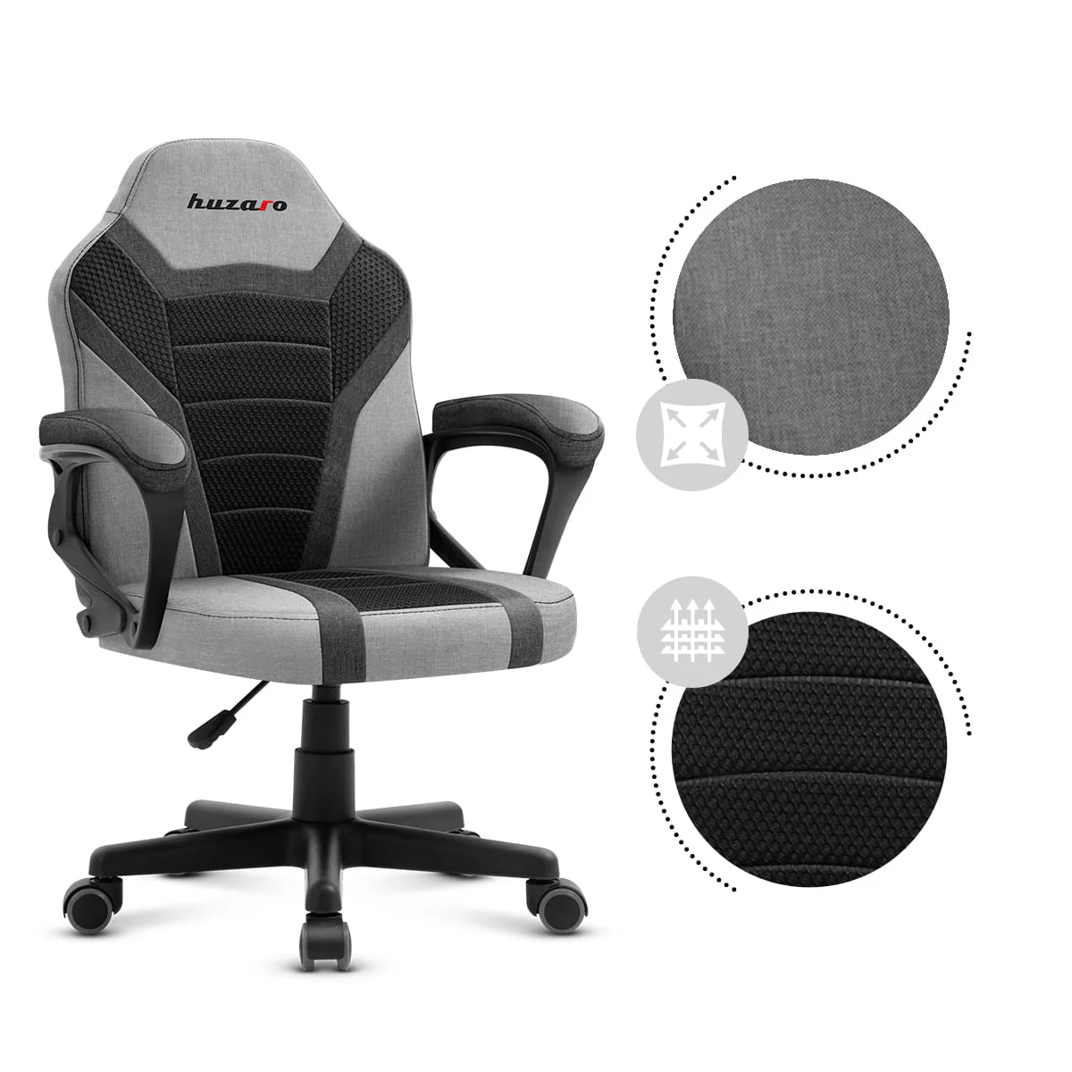 Fotel Gamingowy dla dziecka HUZARO RANGER 1.0 Grey Mesh OUTLET - Image 13