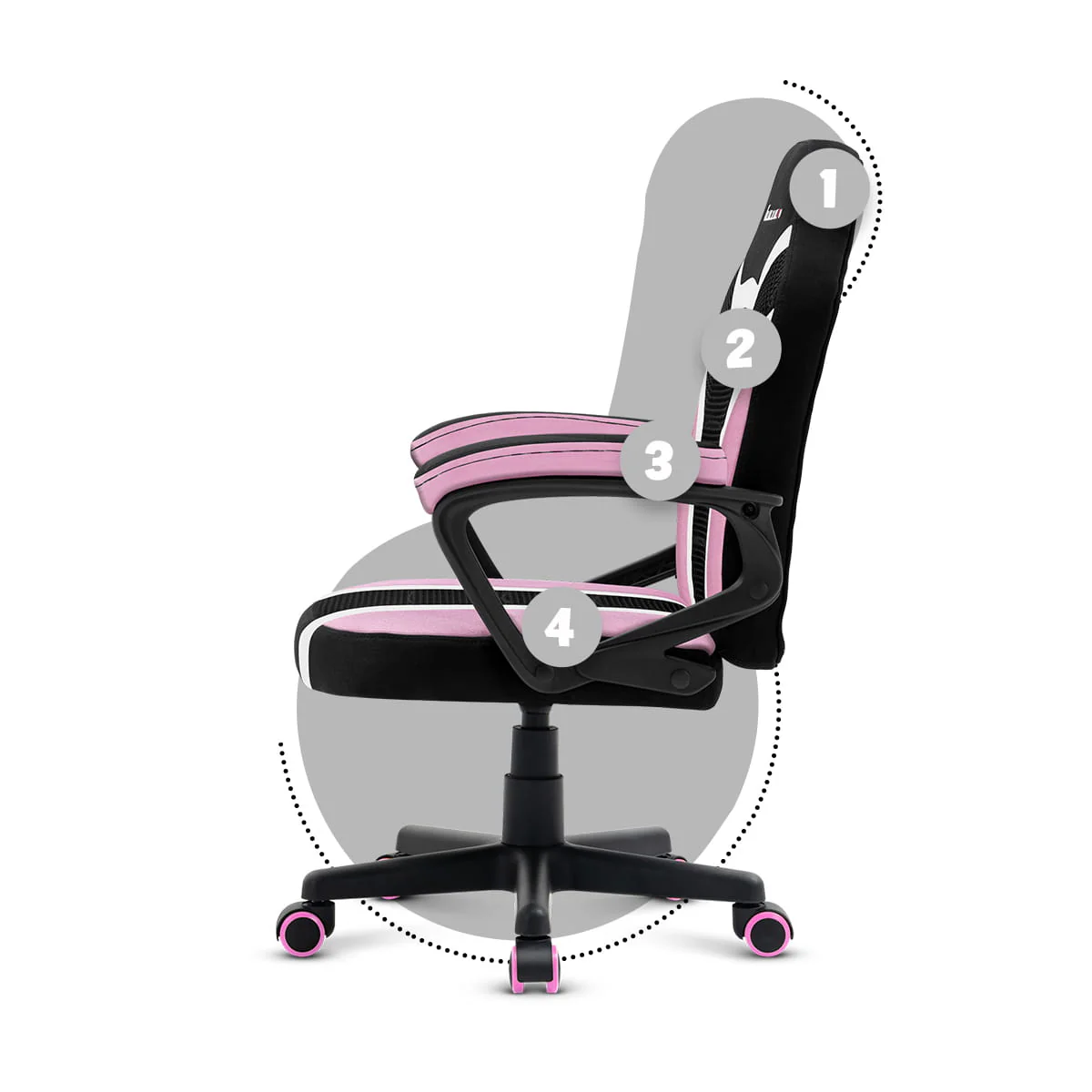 Fotel Gamingowy dla dziecka HUZARO RANGER 1.0 Pink Mesh - Image 12