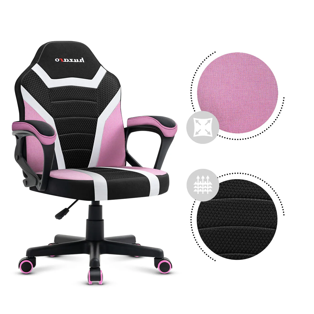 Fotel Gamingowy dla dziecka HUZARO RANGER 1.0 Pink Mesh - Image 17