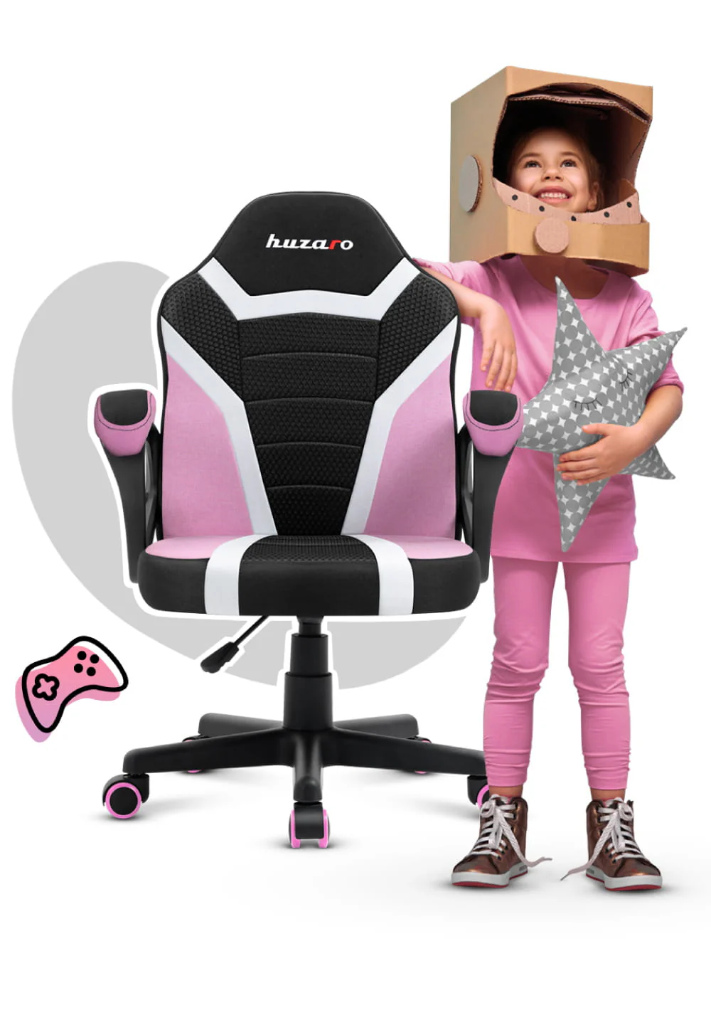 Fotel Gamingowy dla dziecka HUZARO RANGER 1.0 Pink Mesh - Image 3