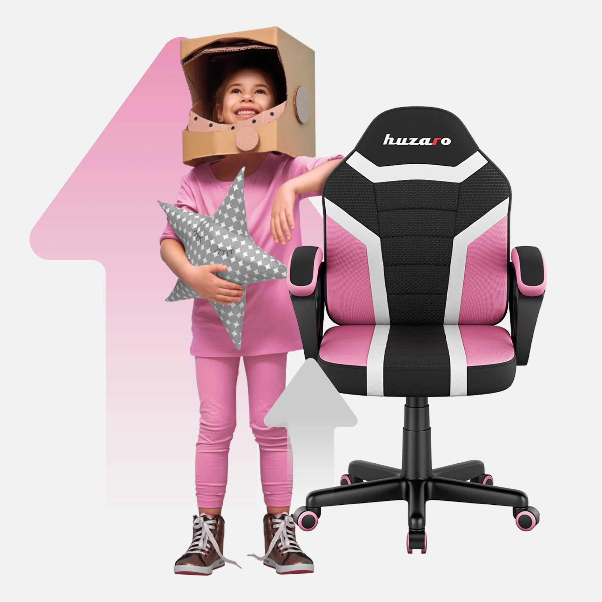 Fotel Gamingowy dla dziecka HUZARO RANGER 1.0 Pink Mesh - Image 6