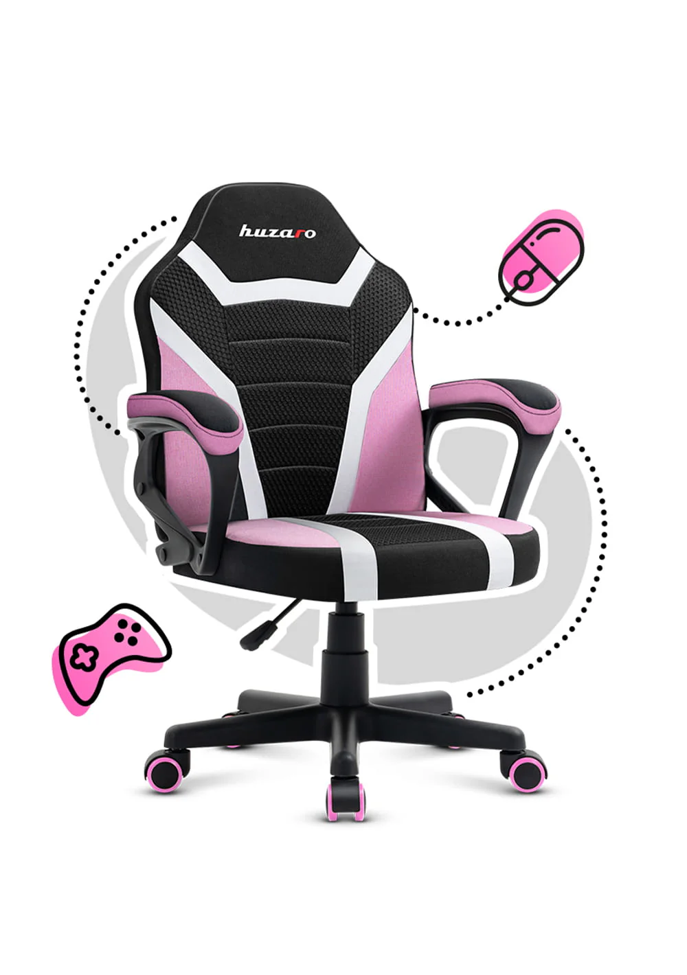 Fotel Gamingowy dla dziecka HUZARO RANGER 1.0 Pink Mesh - Image 7