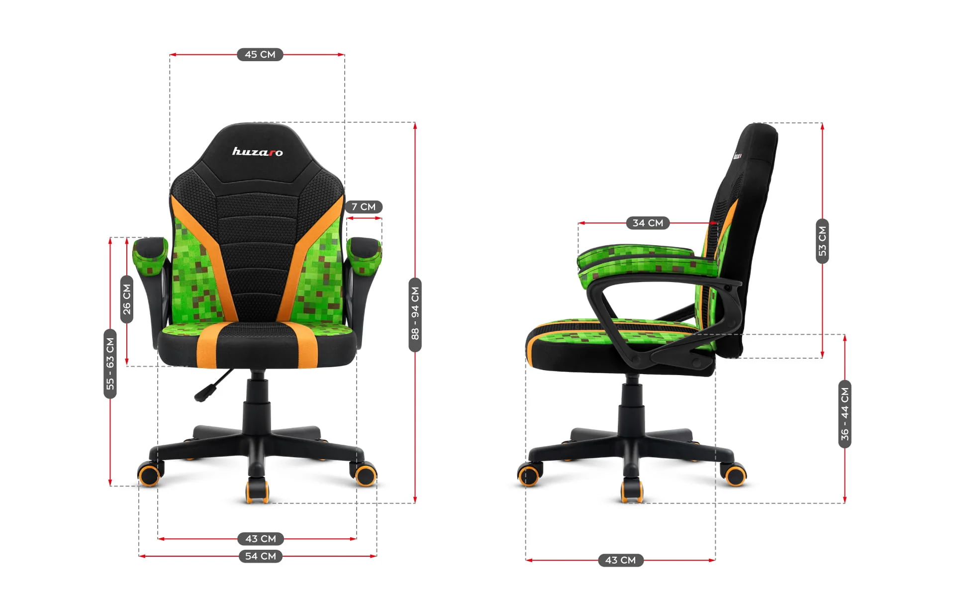 Fotel Gamingowy dla dziecka Huzaro RANGER 1.0 Pixel Mesh - Image 17