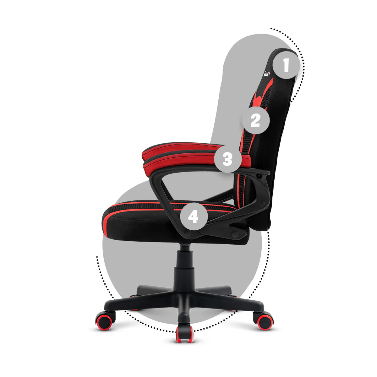 Fotel Gamingowy dla dziecka HUZARO RANGER 1.0 Red Mesh - Image 16
