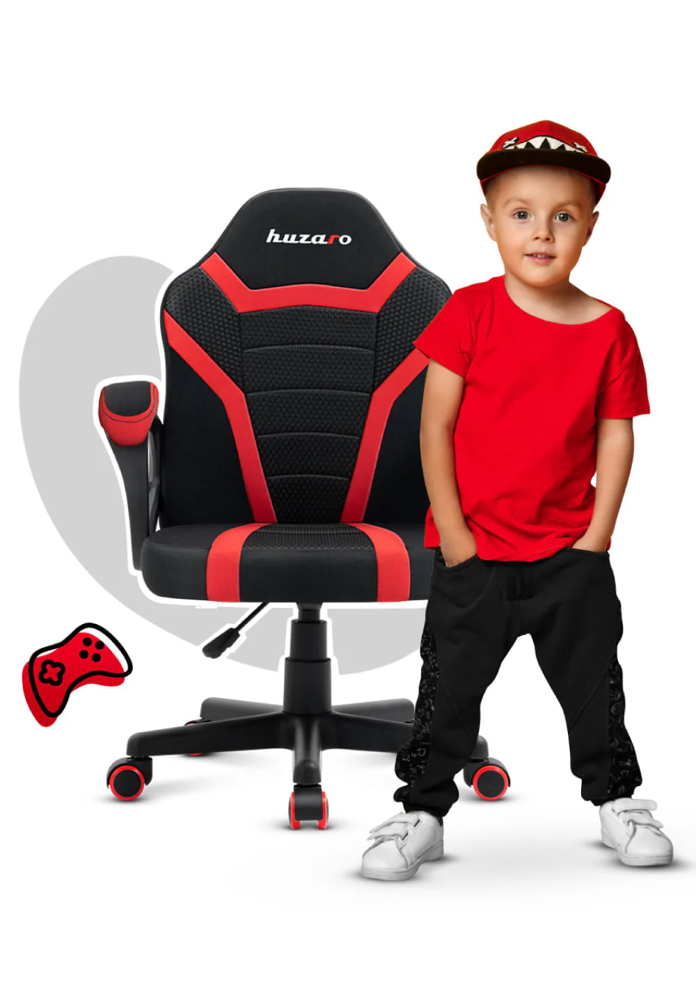 Fotel Gamingowy dla dziecka HUZARO RANGER 1.0 Red Mesh - Image 3