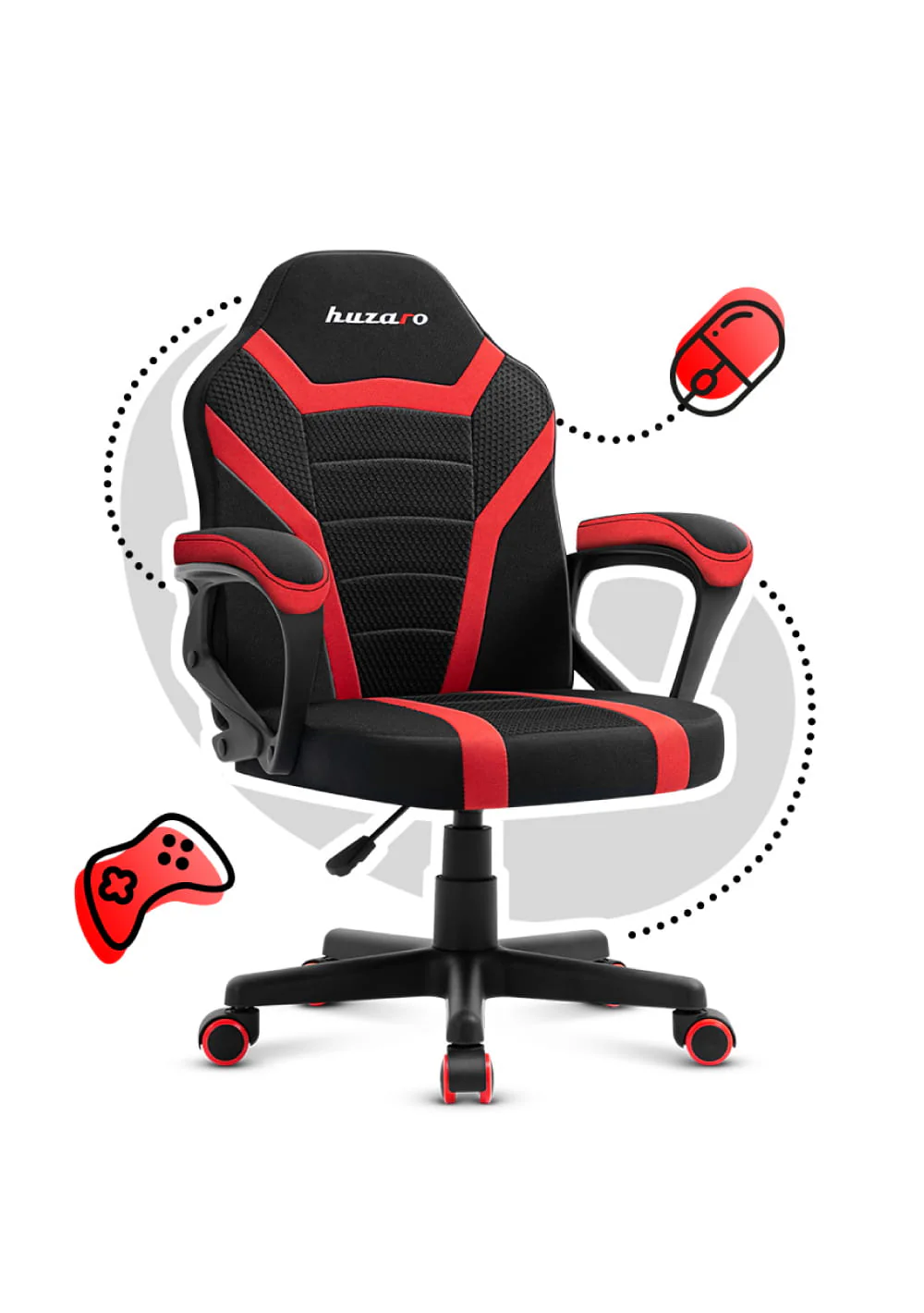 Fotel Gamingowy dla dziecka HUZARO RANGER 1.0 Red Mesh - Image 8