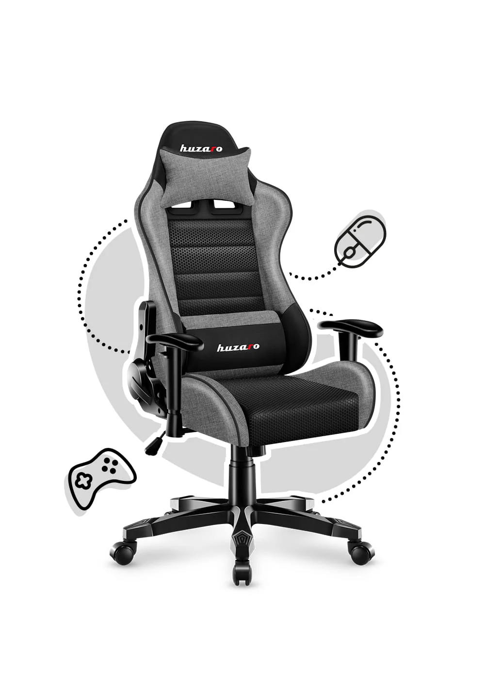 Fotel Gamingowy dla dziecka HUZARO RANGER 6.0 Grey Mesh OUTLET - Image 2