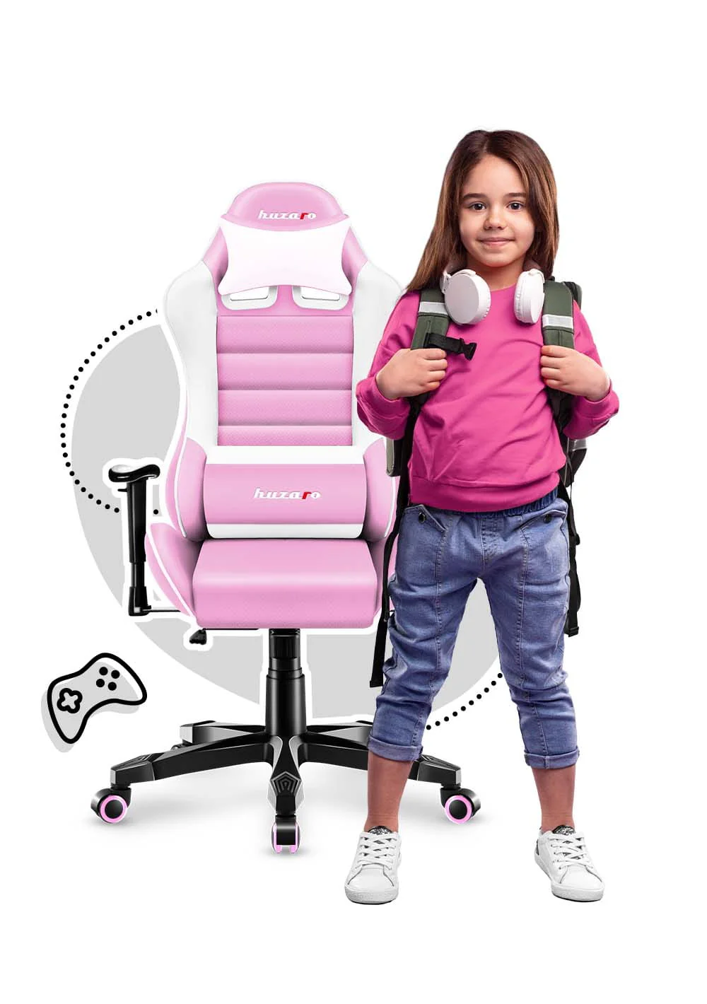 Fotel Gamingowy dla dziecka Huzaro RANGER 6.0 Pink - Image 10