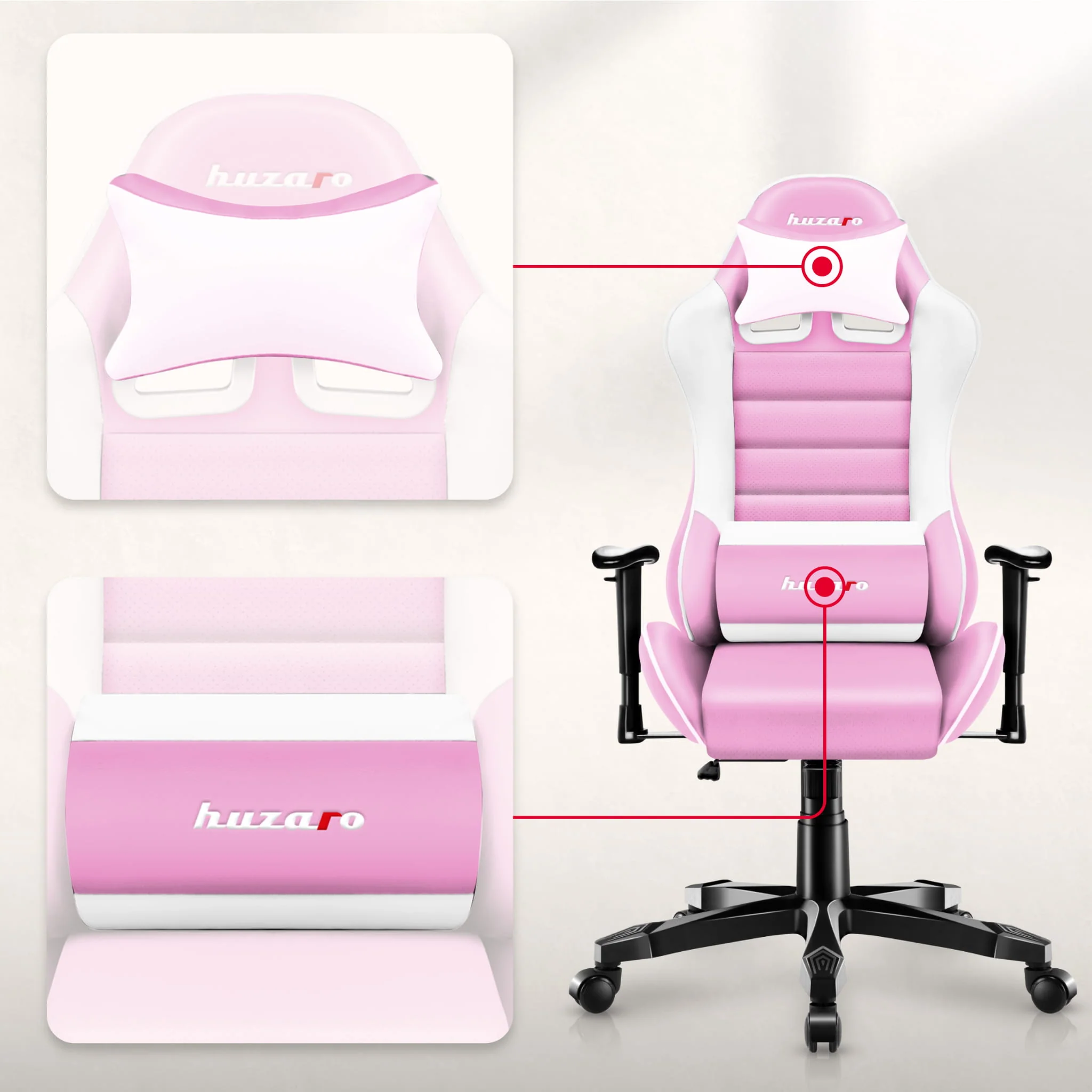 Fotel Gamingowy dla dziecka Huzaro RANGER 6.0 Pink - Image 3