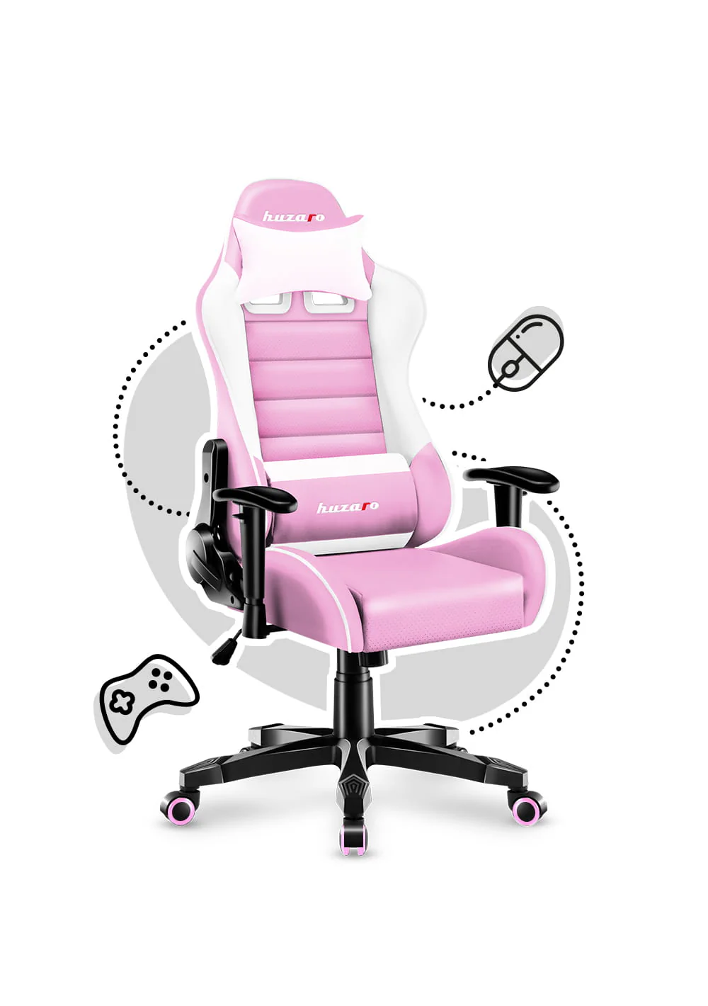 Fotel Gamingowy dla dziecka Huzaro RANGER 6.0 Pink - Image 6