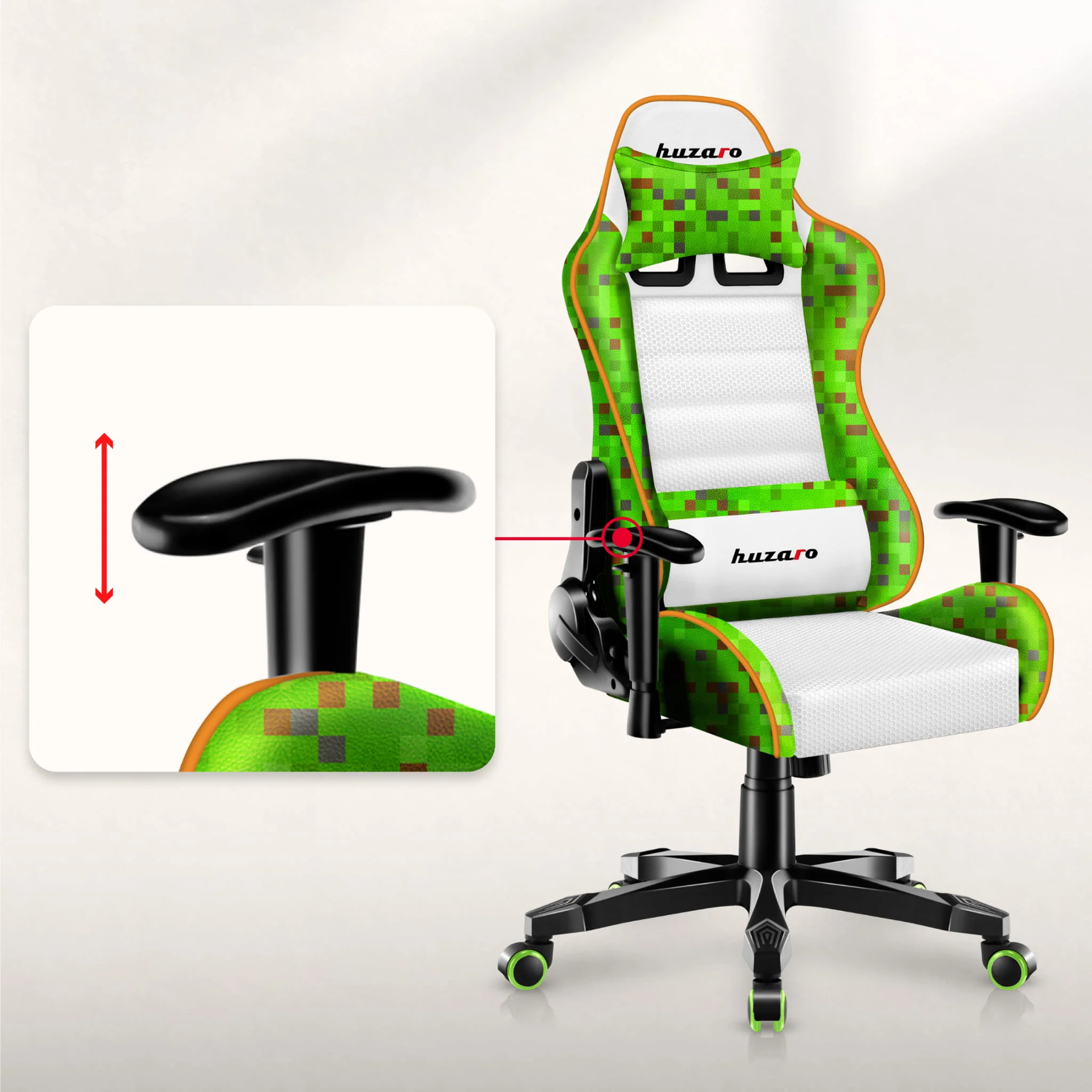 Fotel gamingowy dla dziecka Huzaro Ranger 6.0 Pixel White - Image 12