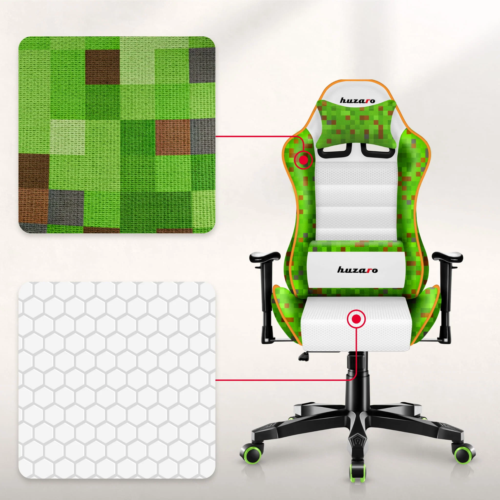 Fotel gamingowy dla dziecka Huzaro Ranger 6.0 Pixel White - Image 14