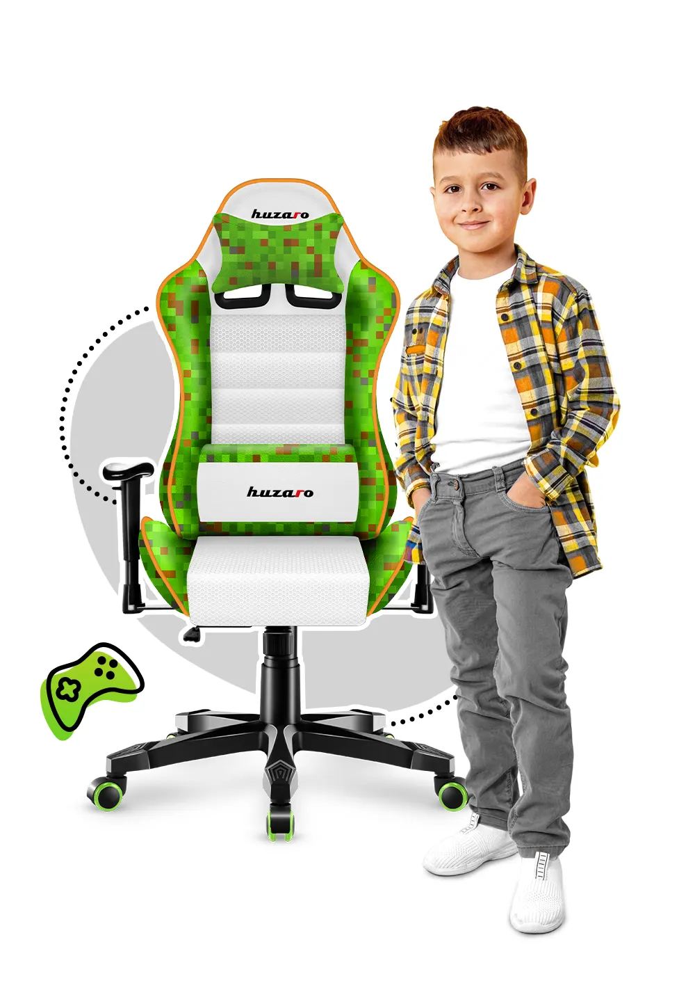 Fotel gamingowy dla dziecka Huzaro Ranger 6.0 Pixel White - Image 5