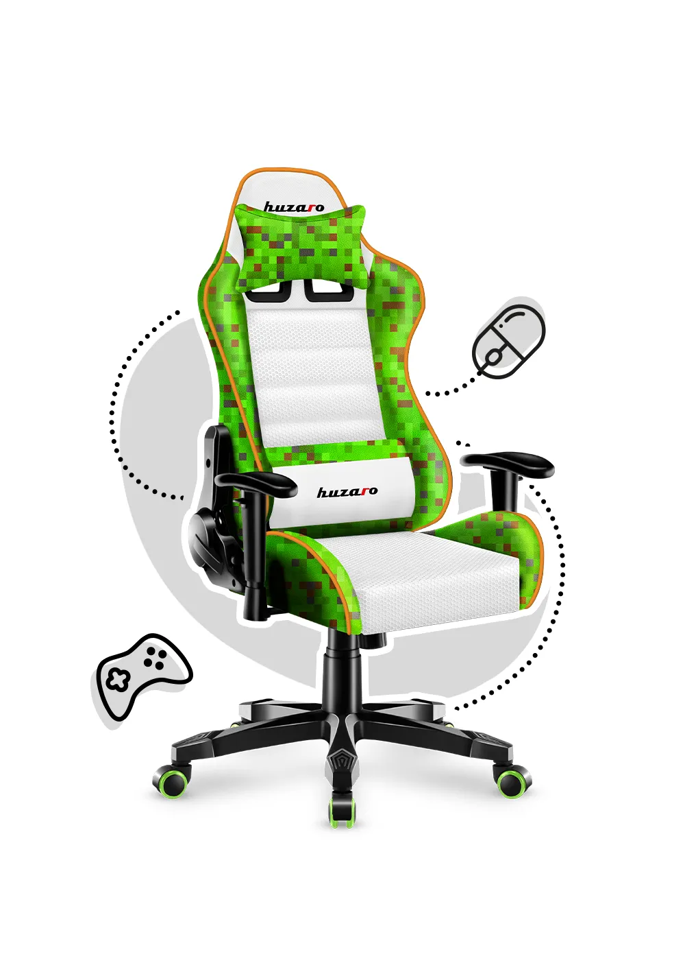 Fotel gamingowy dla dziecka Huzaro Ranger 6.0 Pixel White - Image 6