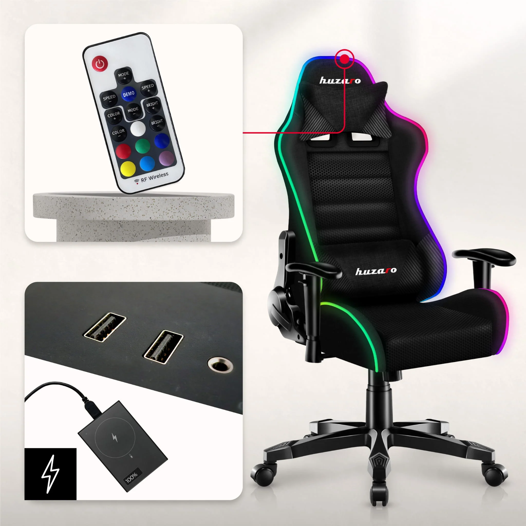 Fotel Gamingowy dla dziecka HUZARO RANGER 6.0 RGB Mesh - Image 3