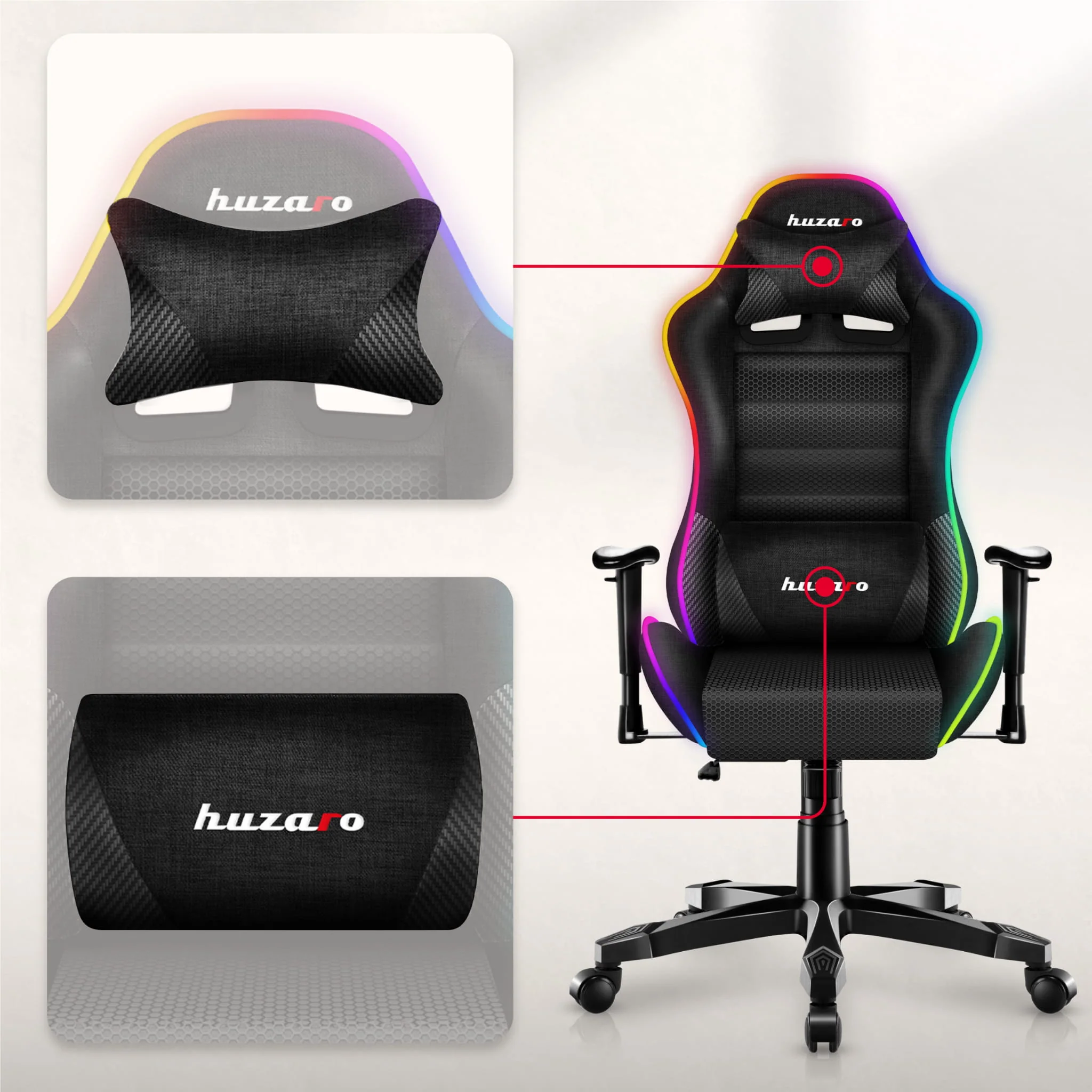 Fotel Gamingowy dla dziecka HUZARO RANGER 6.0 RGB Mesh - Image 5