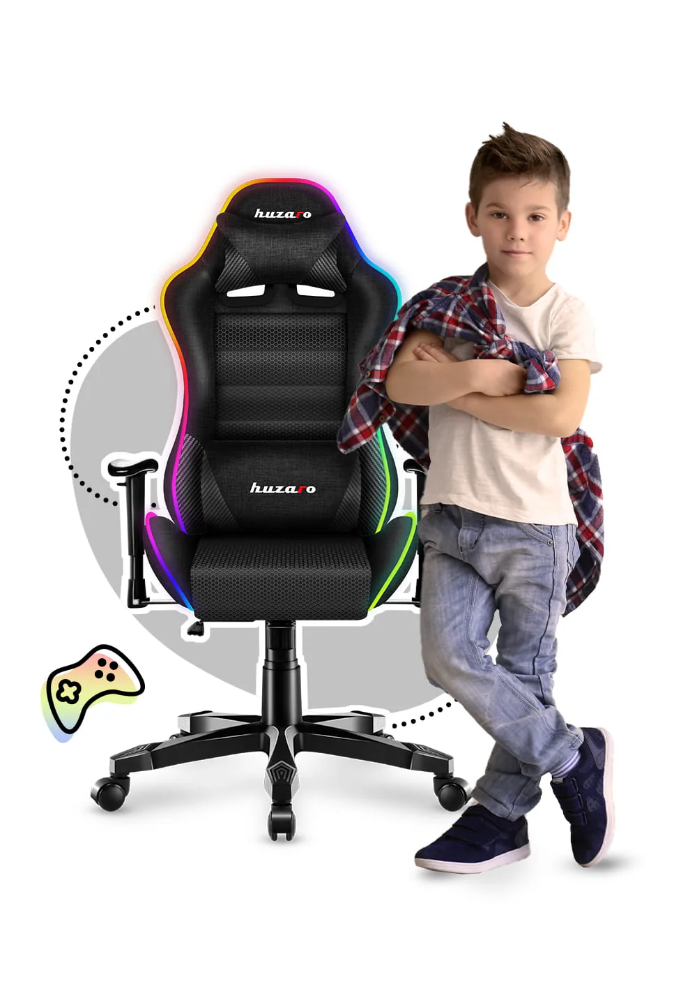 Fotel Gamingowy dla dziecka HUZARO RANGER 6.0 RGB Mesh - Image 6