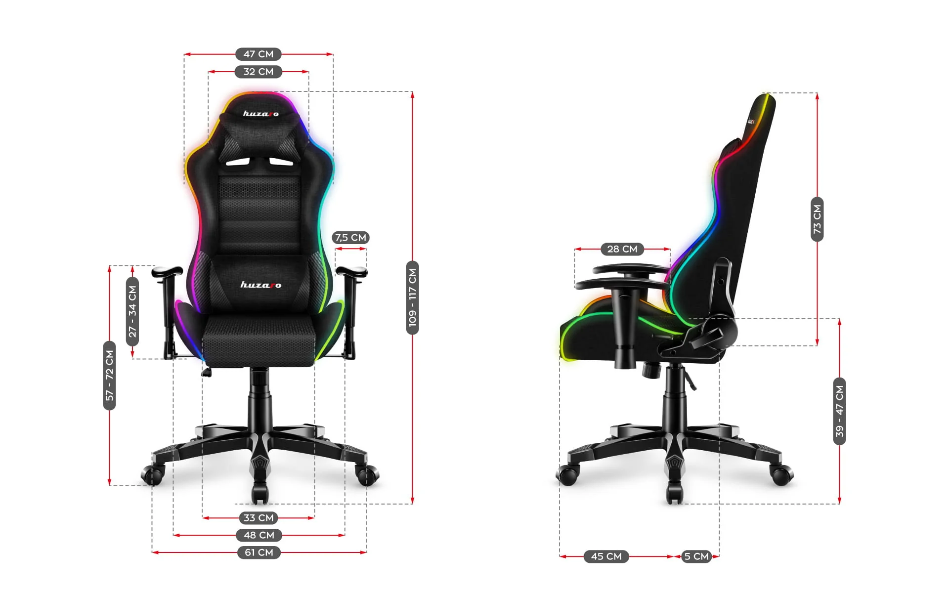 Fotel Gamingowy dla dziecka HUZARO RANGER 6.0 RGB Mesh OUTLET - Image 17