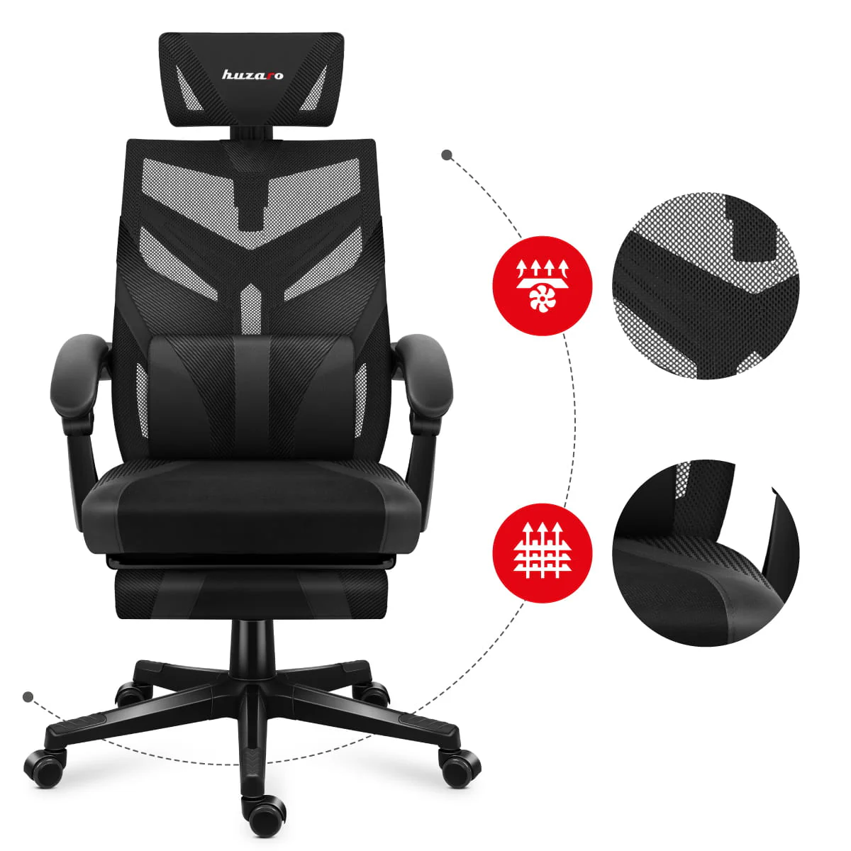 Fotel Gamingowy HUZARO COMBAT 5.0 Black - Image 18