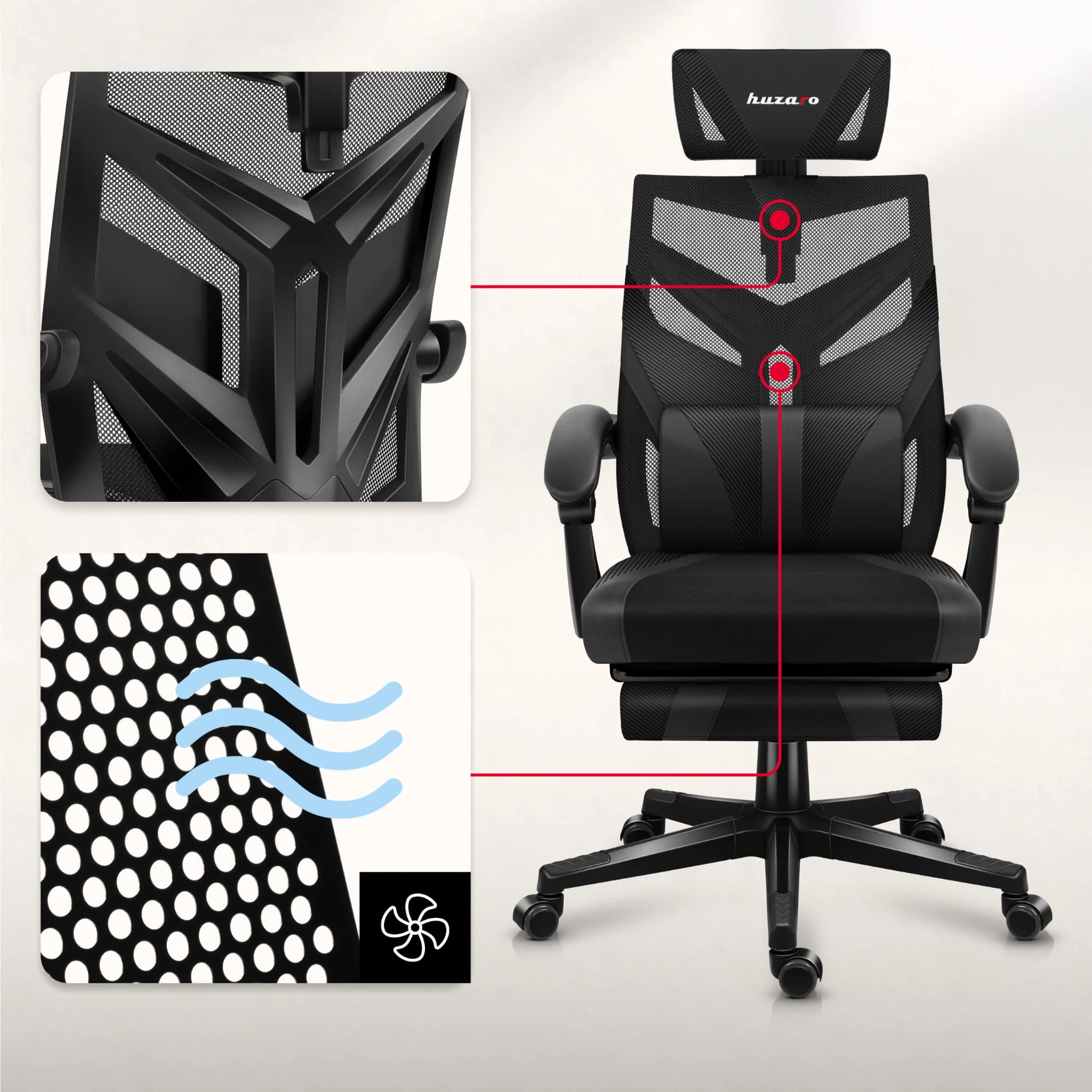 Fotel Gamingowy HUZARO COMBAT 5.0 Black - Image 5