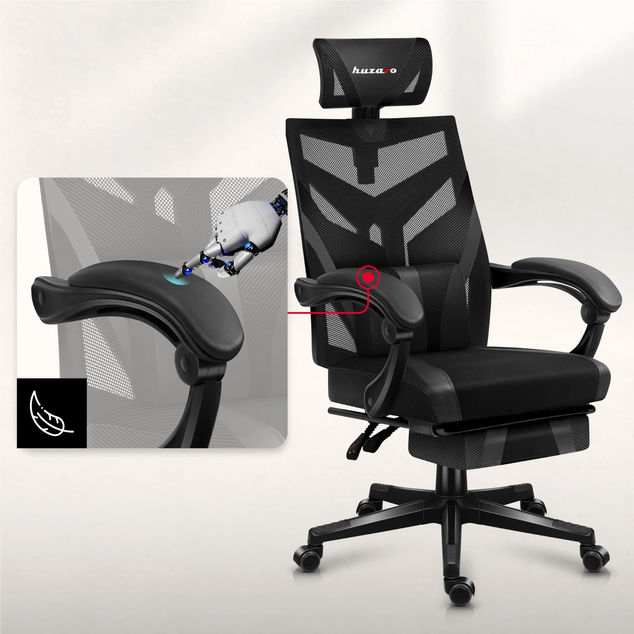 Fotel Gamingowy HUZARO COMBAT 5.0 Black - Image 6