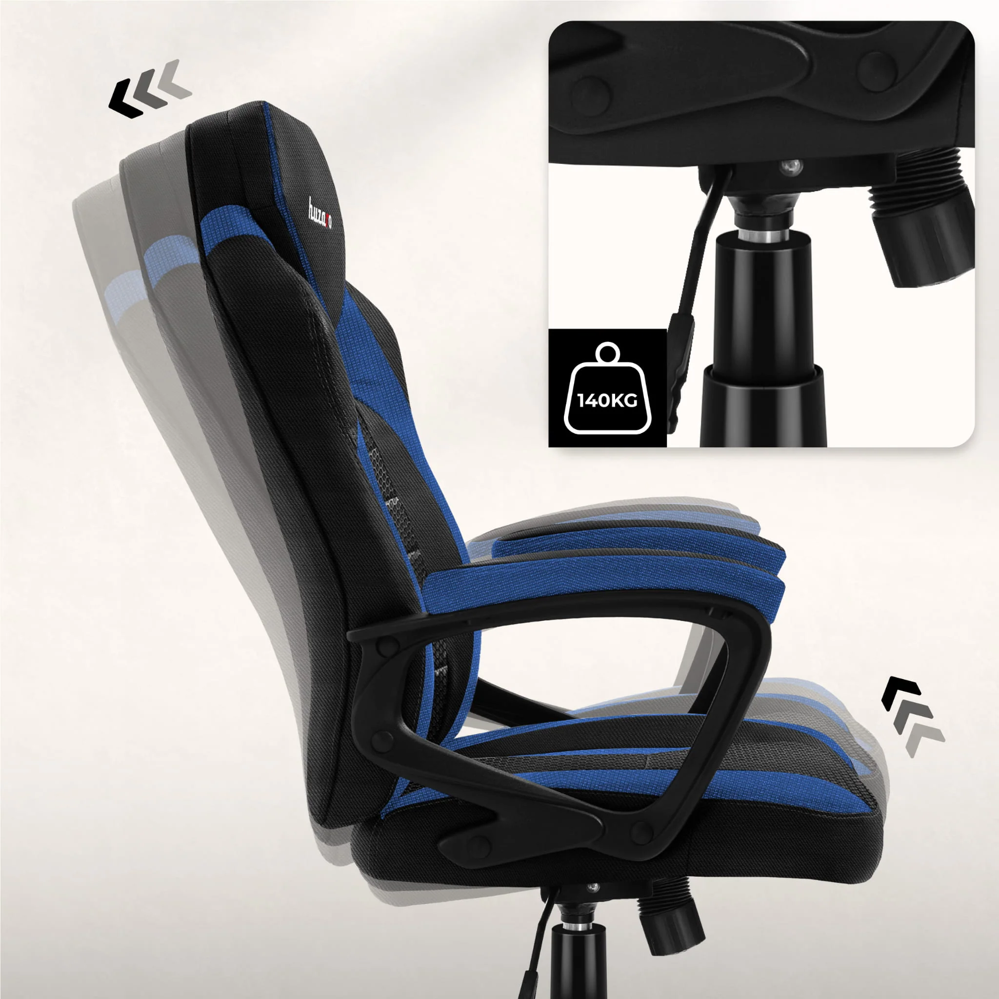 Fotel Gamingowy HUZARO FORCE 2.5 Blue Mesh - Image 3