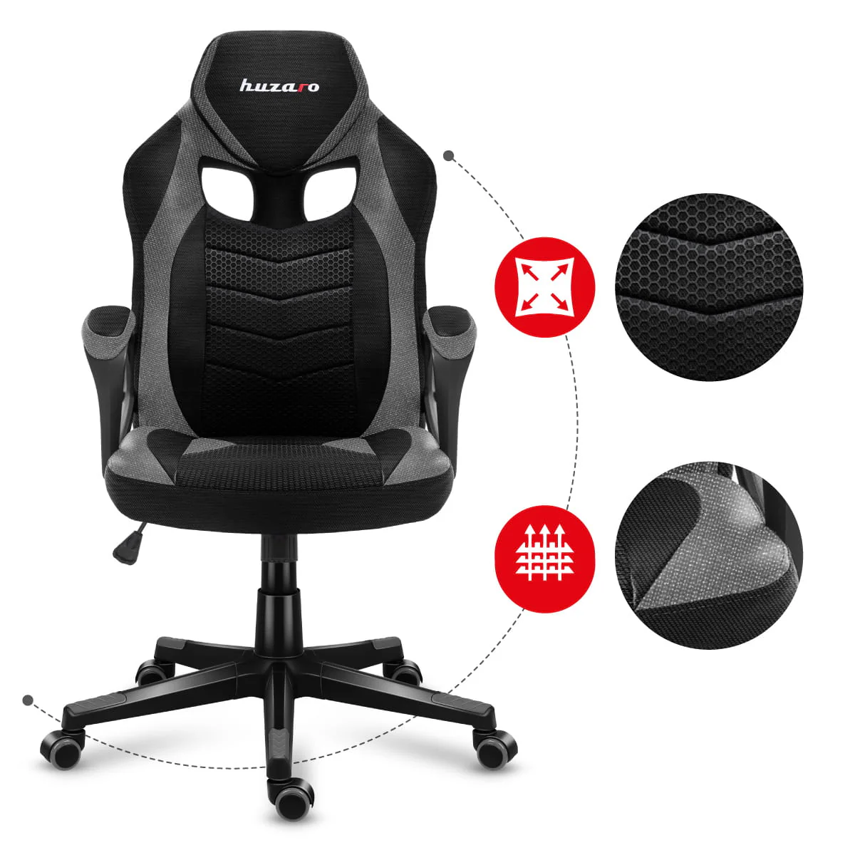 Fotel Gamingowy Huzaro FORCE 2.5 Grey Mesh OUTLET - Image 9