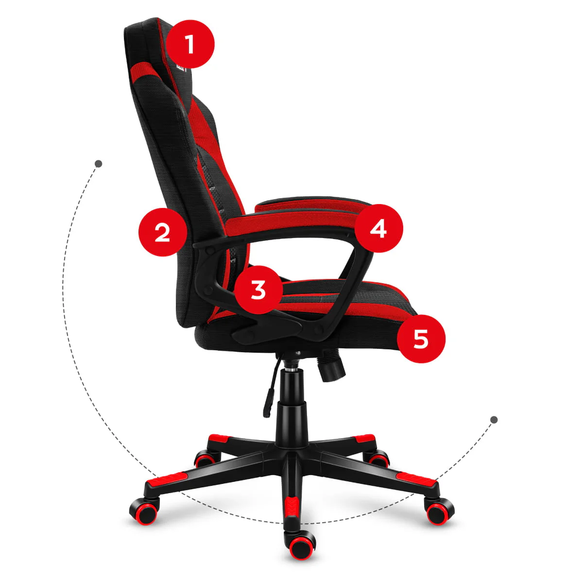 Fotel Gamingowy HUZARO FORCE 2.5 Red Mesh OUTLET - Image 13