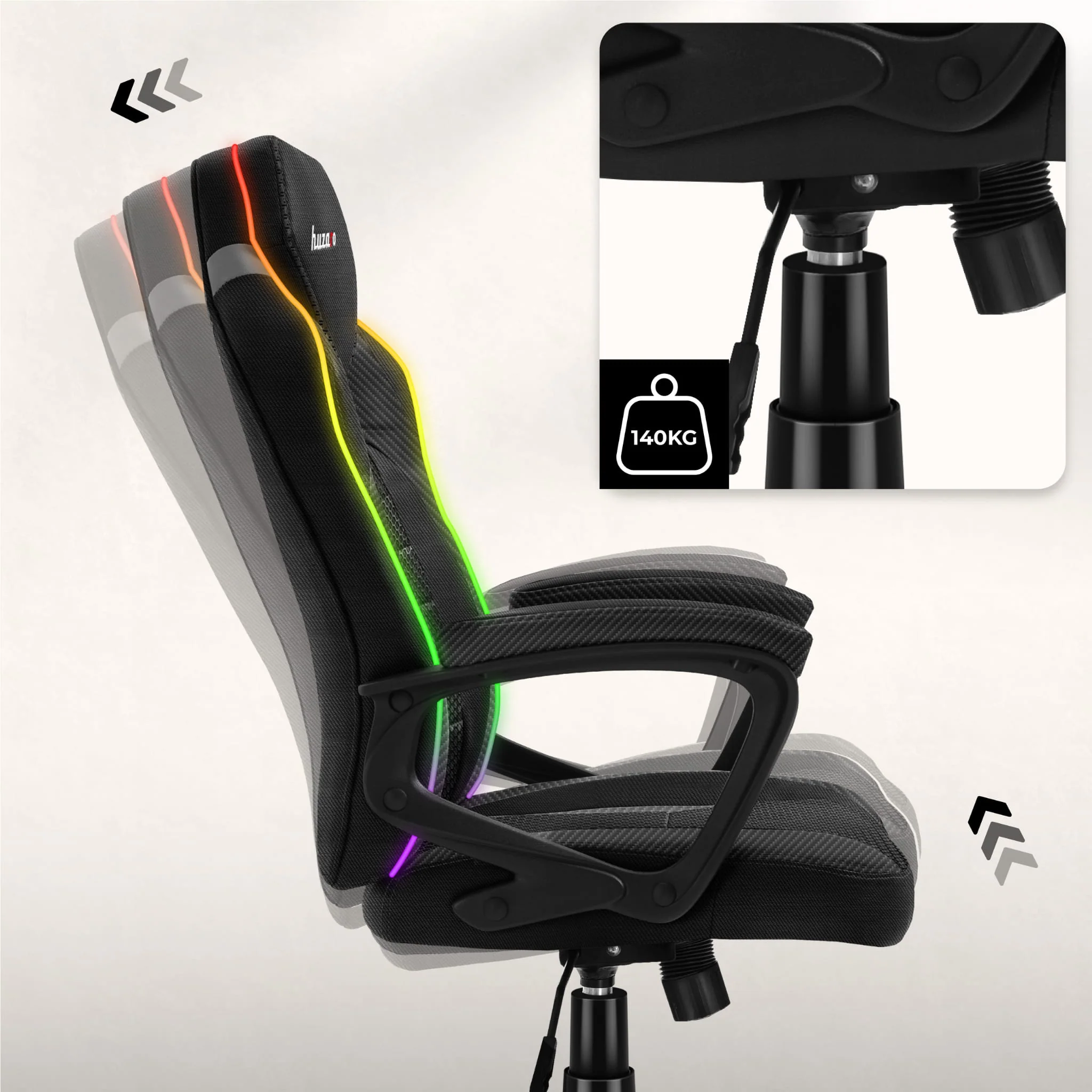 Fotel Gamingowy Huzaro Force 2.5 RGB Carbon Mesh - Image 3