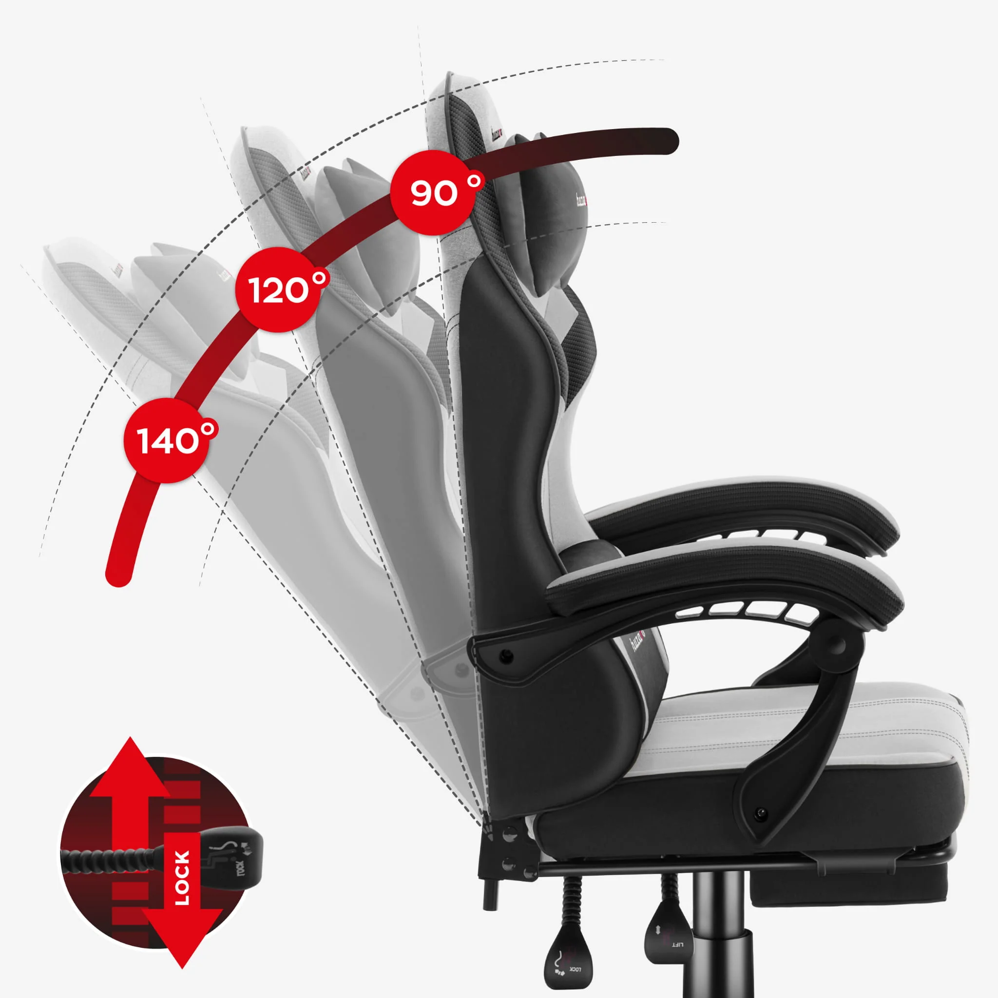 Fotel gamingowy Huzaro Force 3.7 Grey OUTLET - Image 3