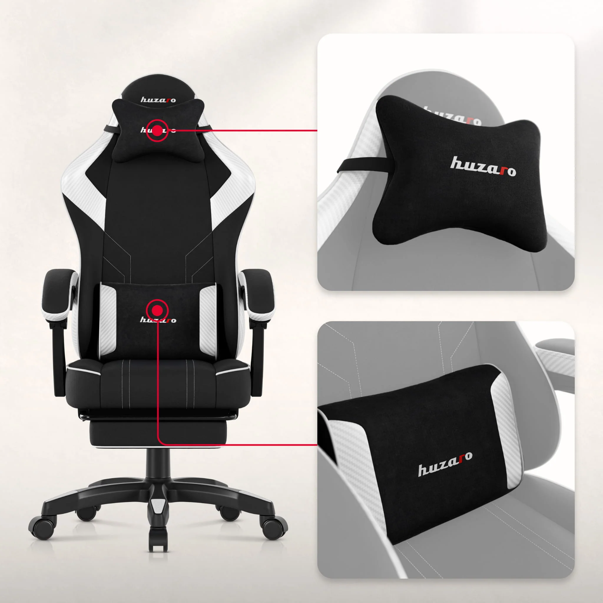 Fotel gamingowy Huzaro Force 3.7 White Carbon - Image 10