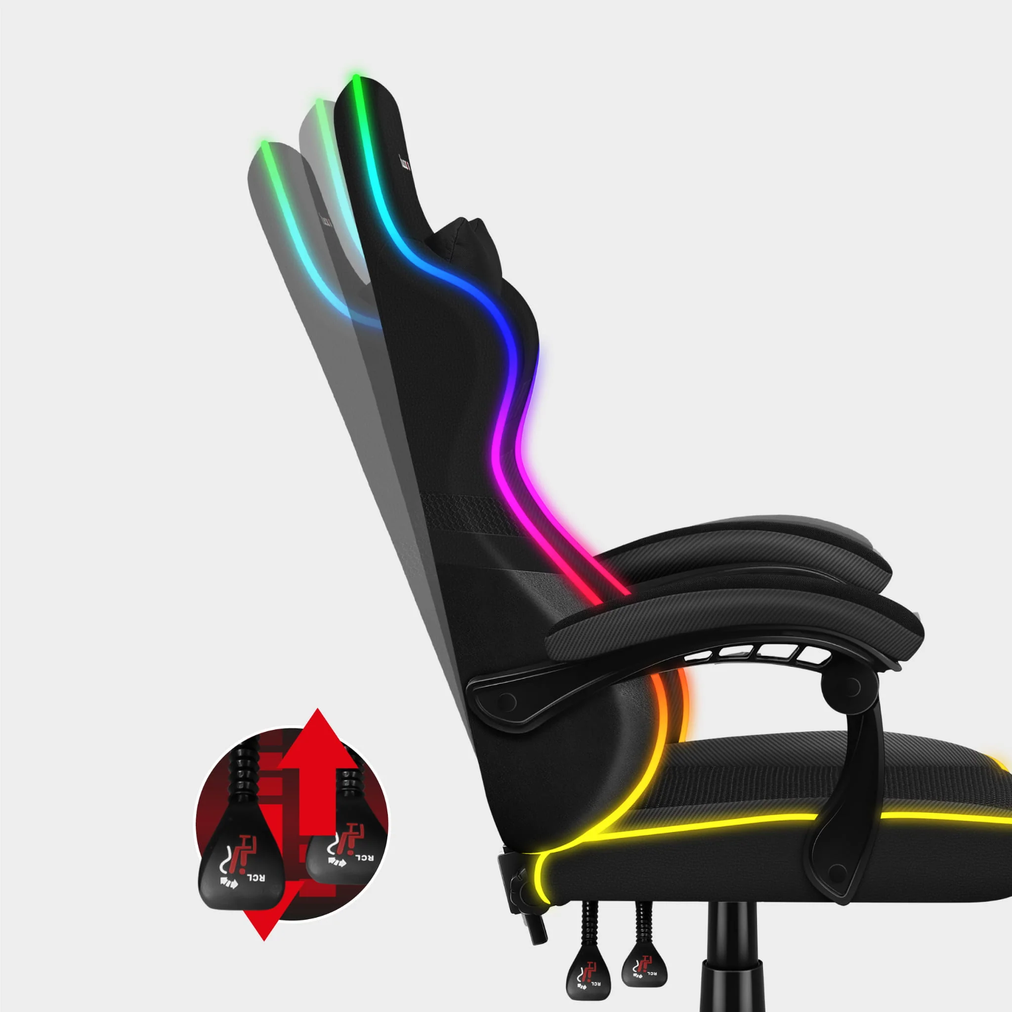 Fotel Gamingowy Huzaro FORCE 4.4 RGB Black Mesh - Image 9