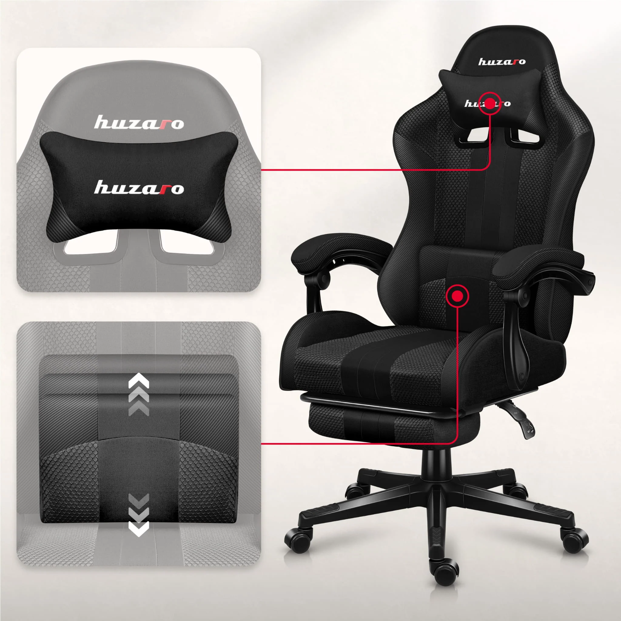 Fotel Gamingowy HUZARO Force 4.7 Carbon Mesh - Image 4