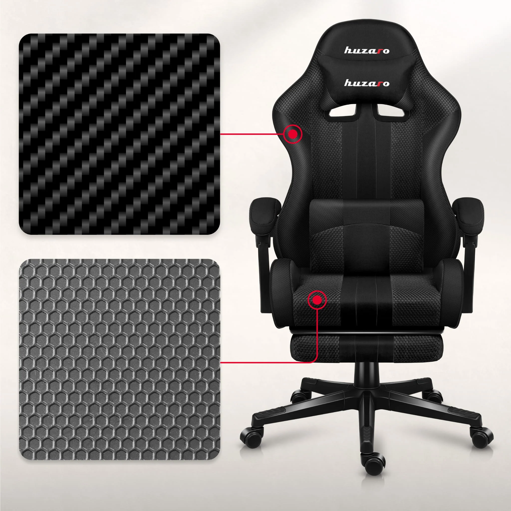 Fotel Gamingowy HUZARO Force 4.7 Carbon Mesh - Image 5