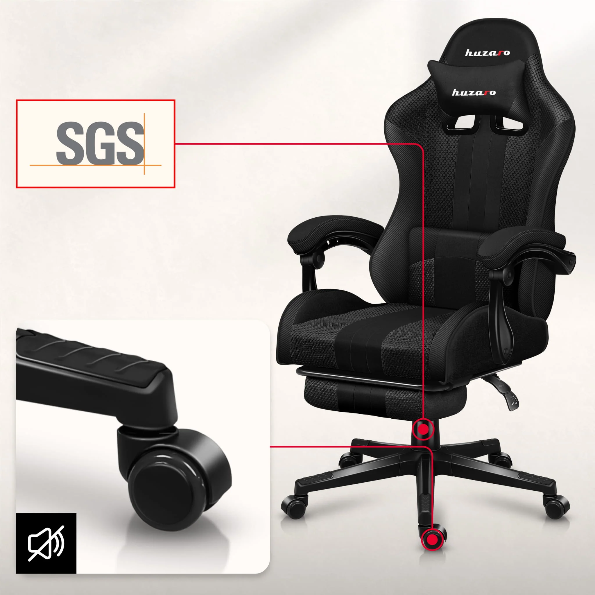 Fotel Gamingowy HUZARO Force 4.7 Carbon Mesh - Image 6